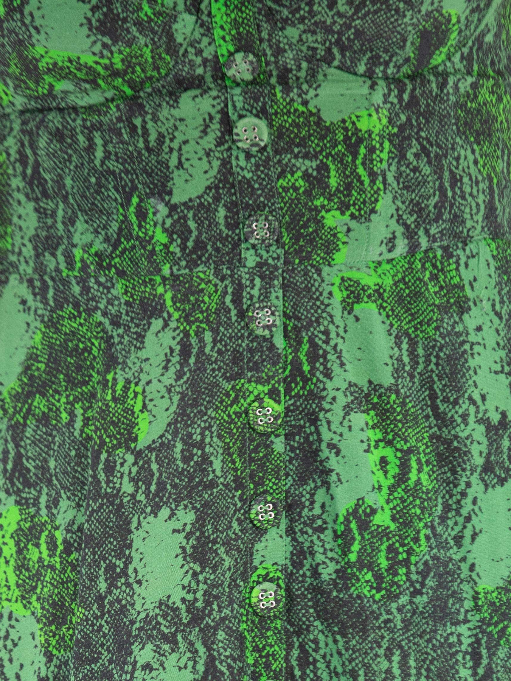 1990S ROTATE Green Rayon  Snake Print Strapless Bustier Dress With Pockets For Sale 2