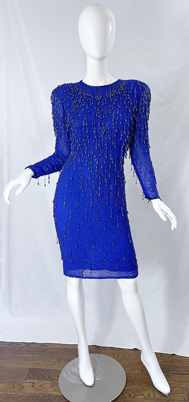 blue dress for baby girl 90s Black Beaded Sheer Low Back Maxi Dress