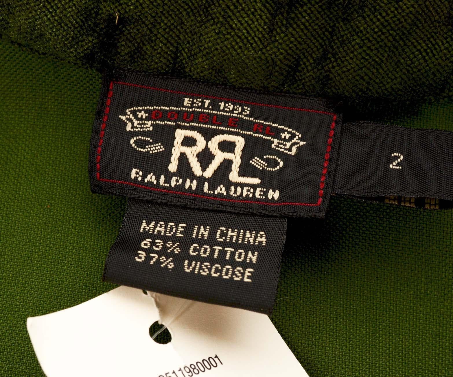 1990s RRL Ralph Lauren Studded Green Velvet Tunic  For Sale 3