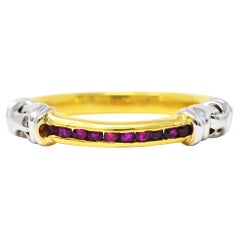1990's Ruby 18 Karat Two-Tone Gold Channel Band Vintage Ring