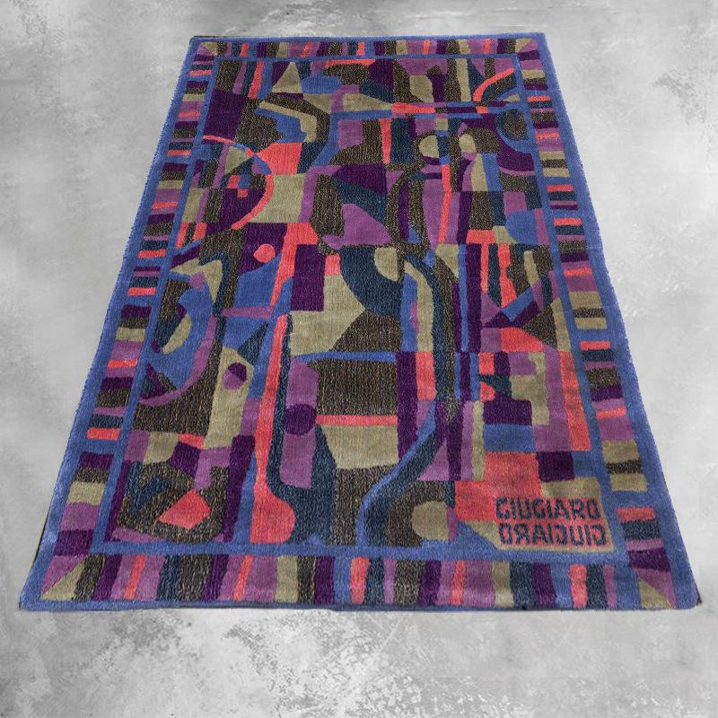 Mid-Century Modern 1990s Rug by Giorgetto Giugiaro for Paracchi, Pure Wool, Made in Italy For Sale