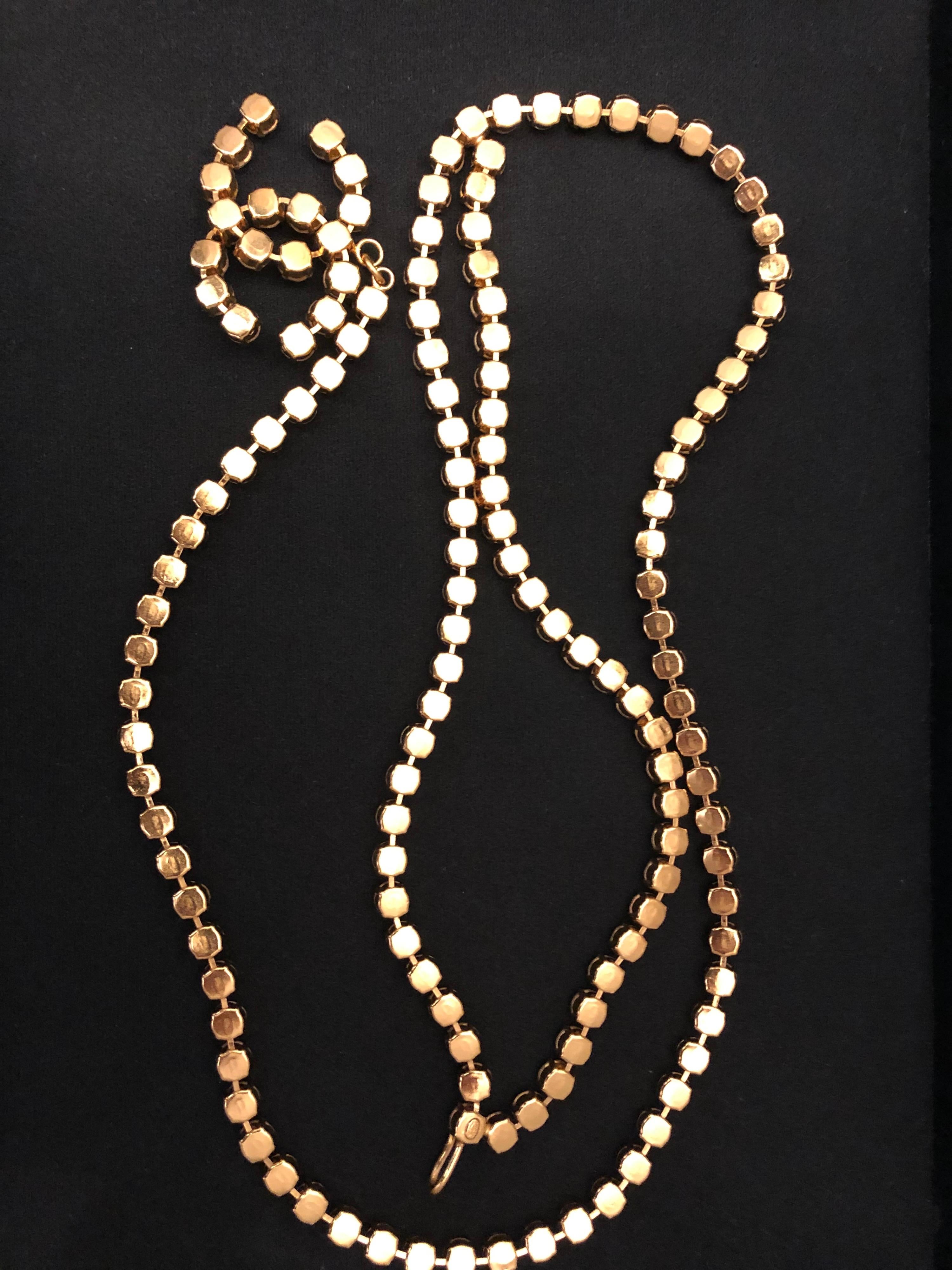 Women's 1990s Runway Chanel Rhinestone CC Chain Belt Necklace  