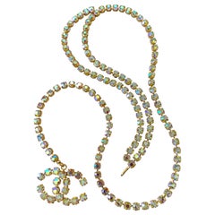 1990s Runway Chanel Rhinestone CC Chain Belt Necklace