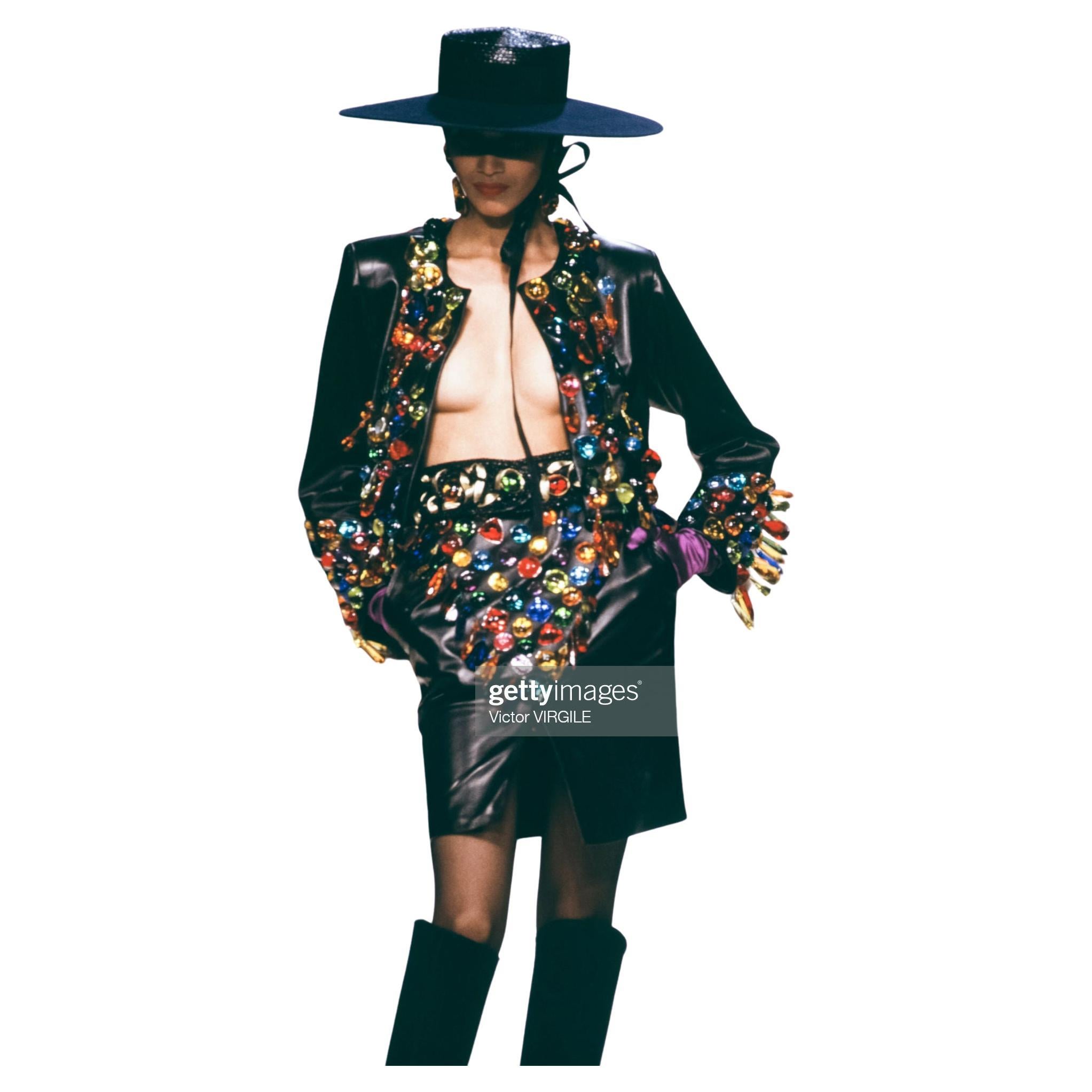 Black 1990s Runway Yves Saint Laurent Leather Skirt