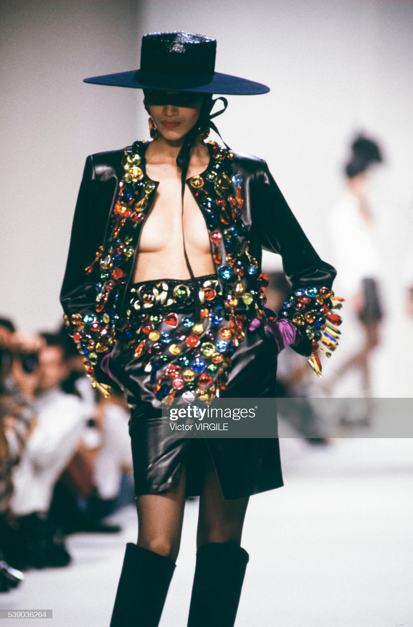 Women's 1990s Runway Yves Saint Laurent Leather Skirt