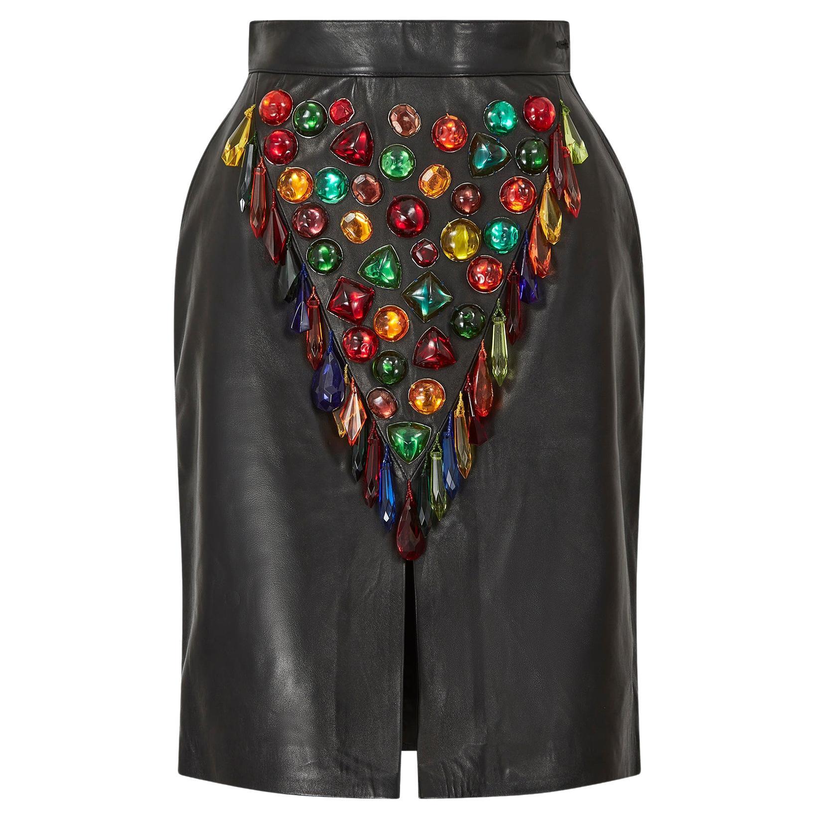 1990s Runway Yves Saint Laurent Leather Skirt