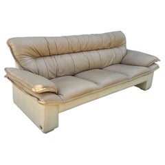 1990s Salotti Post Modern Top Grain Two Toned Beige Leather Sofa
