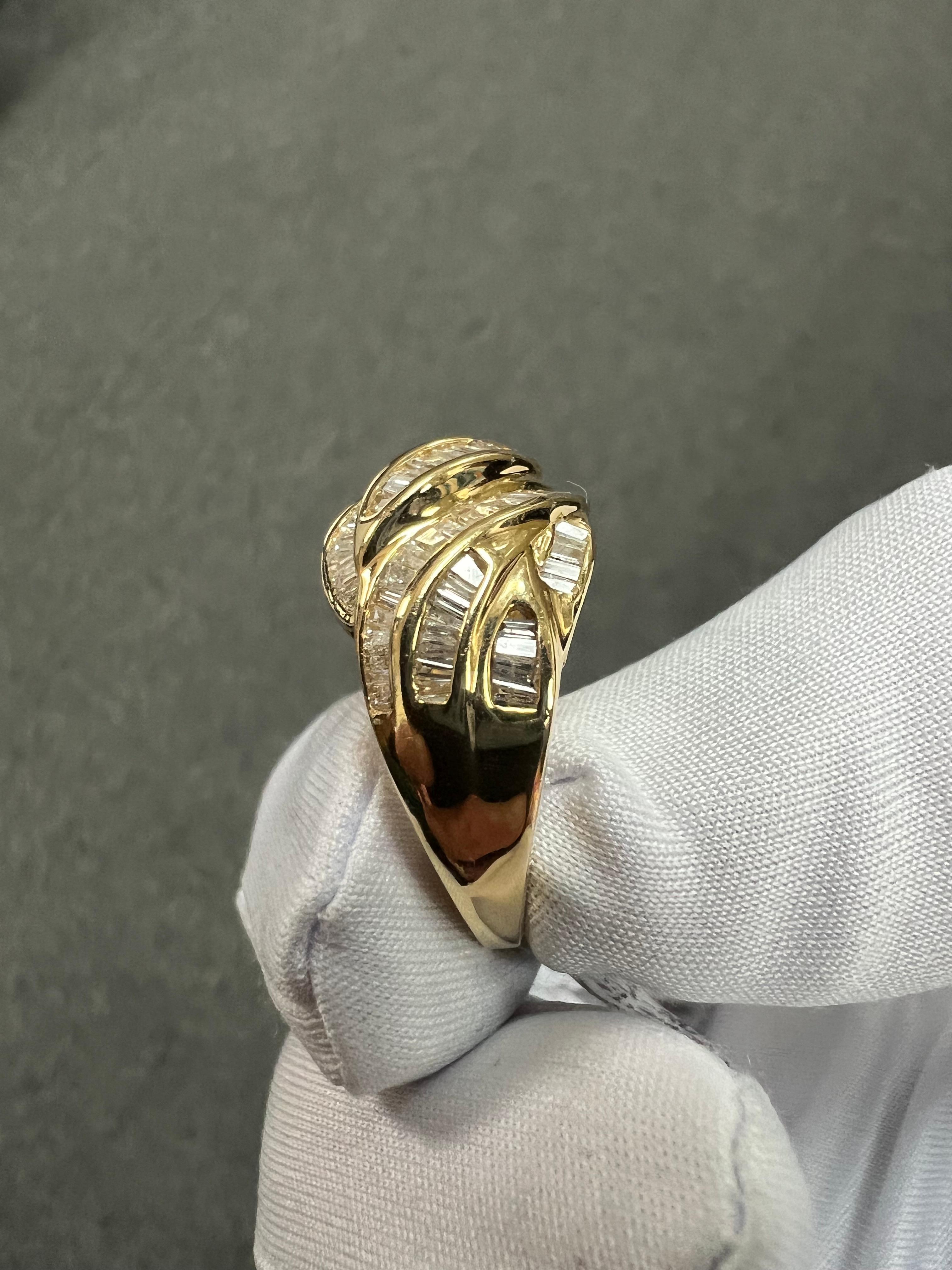 1990s Salt And Pepper Baguette Diamond Swirl Dome Ring For Sale 5