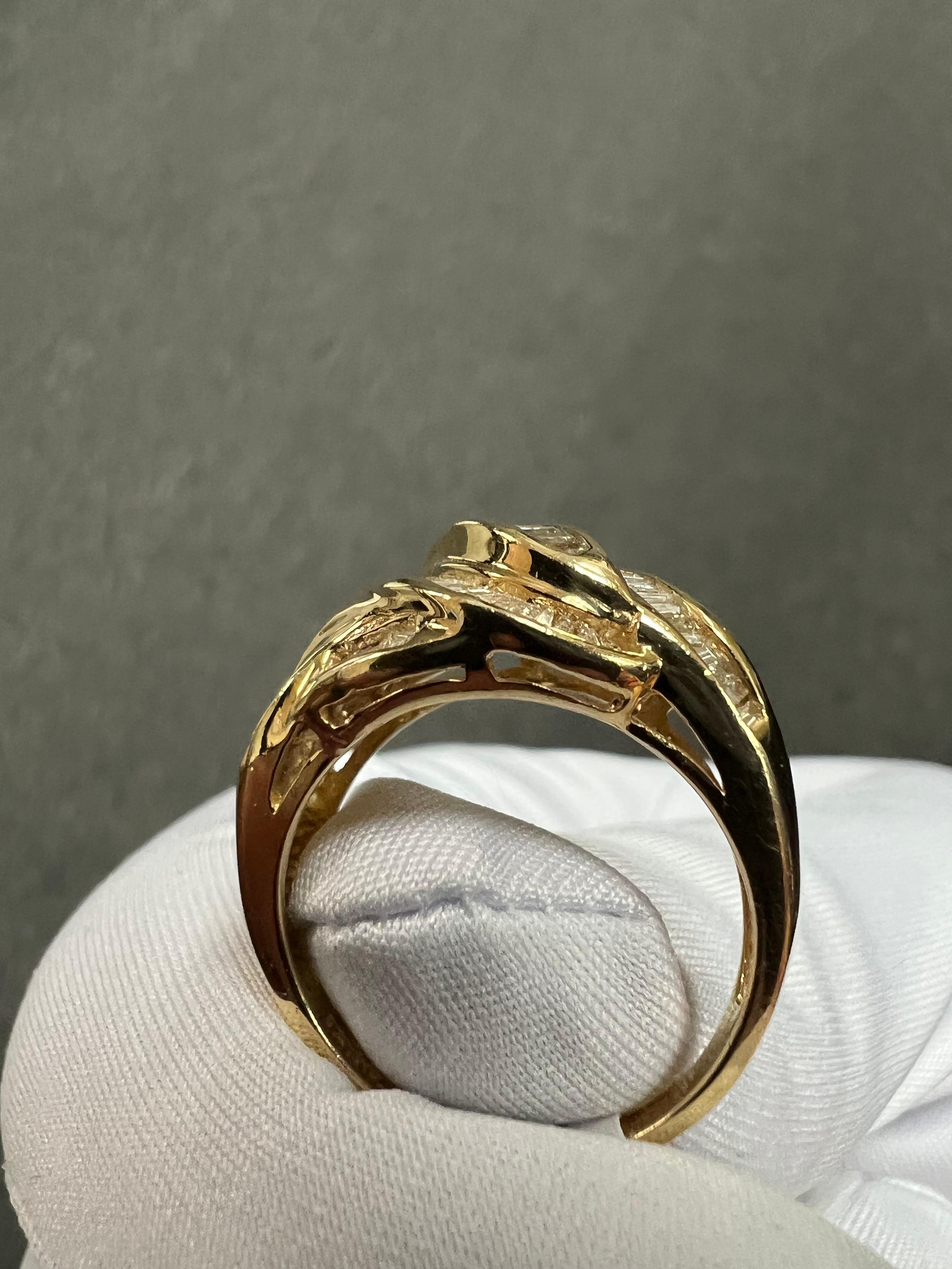 1990s Salt And Pepper Baguette Diamond Swirl Dome Ring For Sale 6