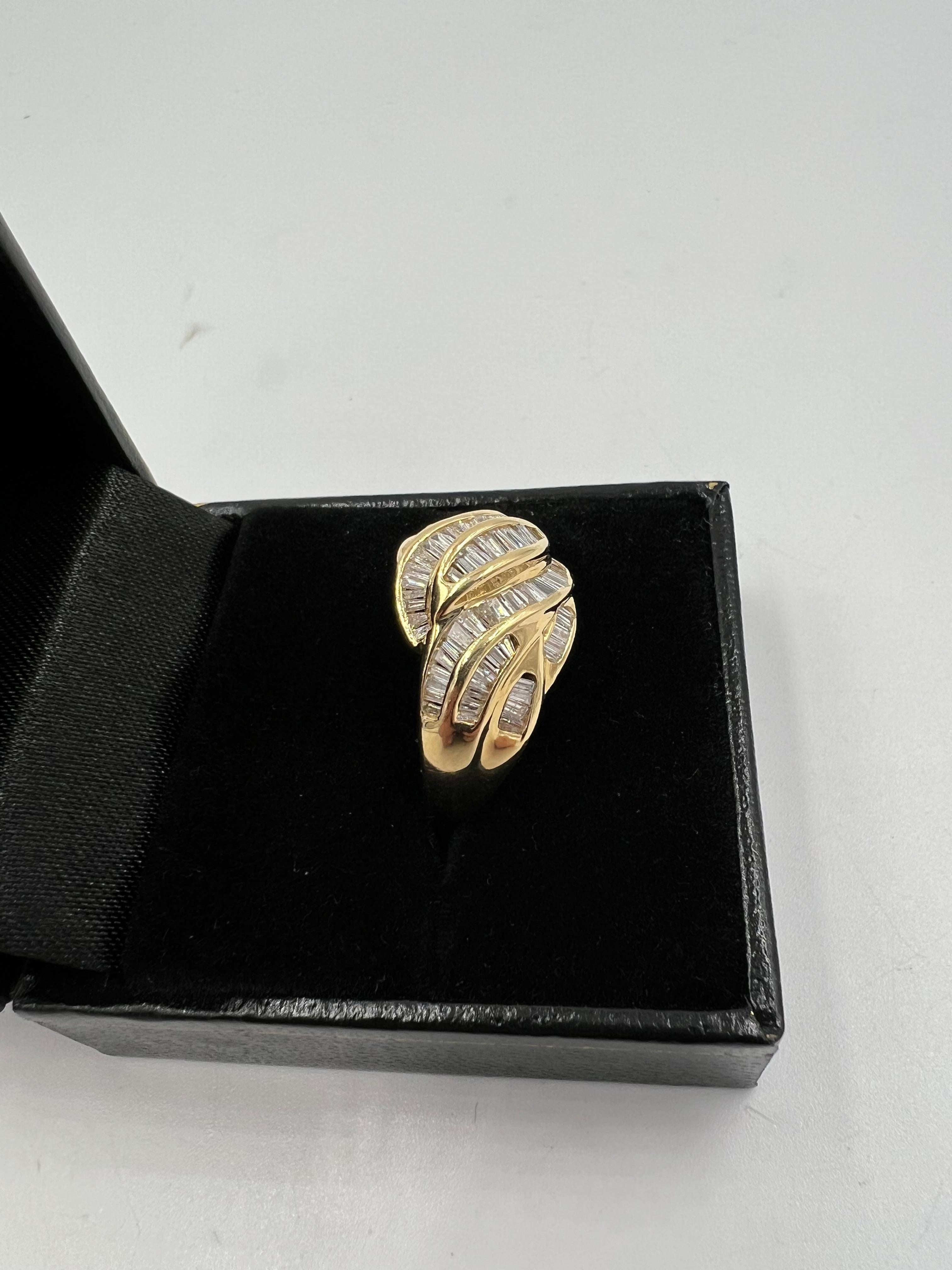 Women's or Men's 1990s Salt And Pepper Baguette Diamond Swirl Dome Ring For Sale