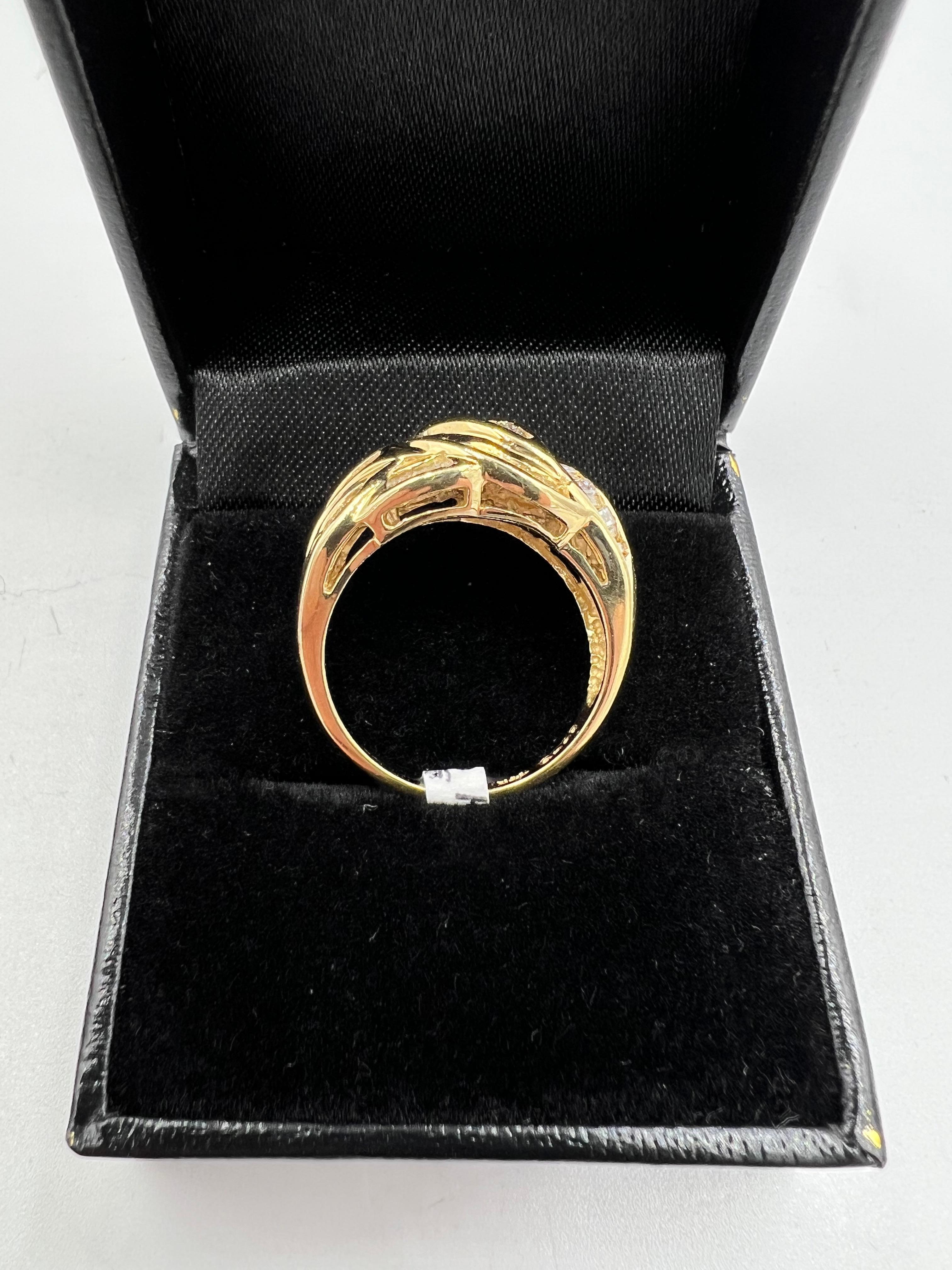 1990s Salt And Pepper Baguette Diamond Swirl Dome Ring For Sale 2