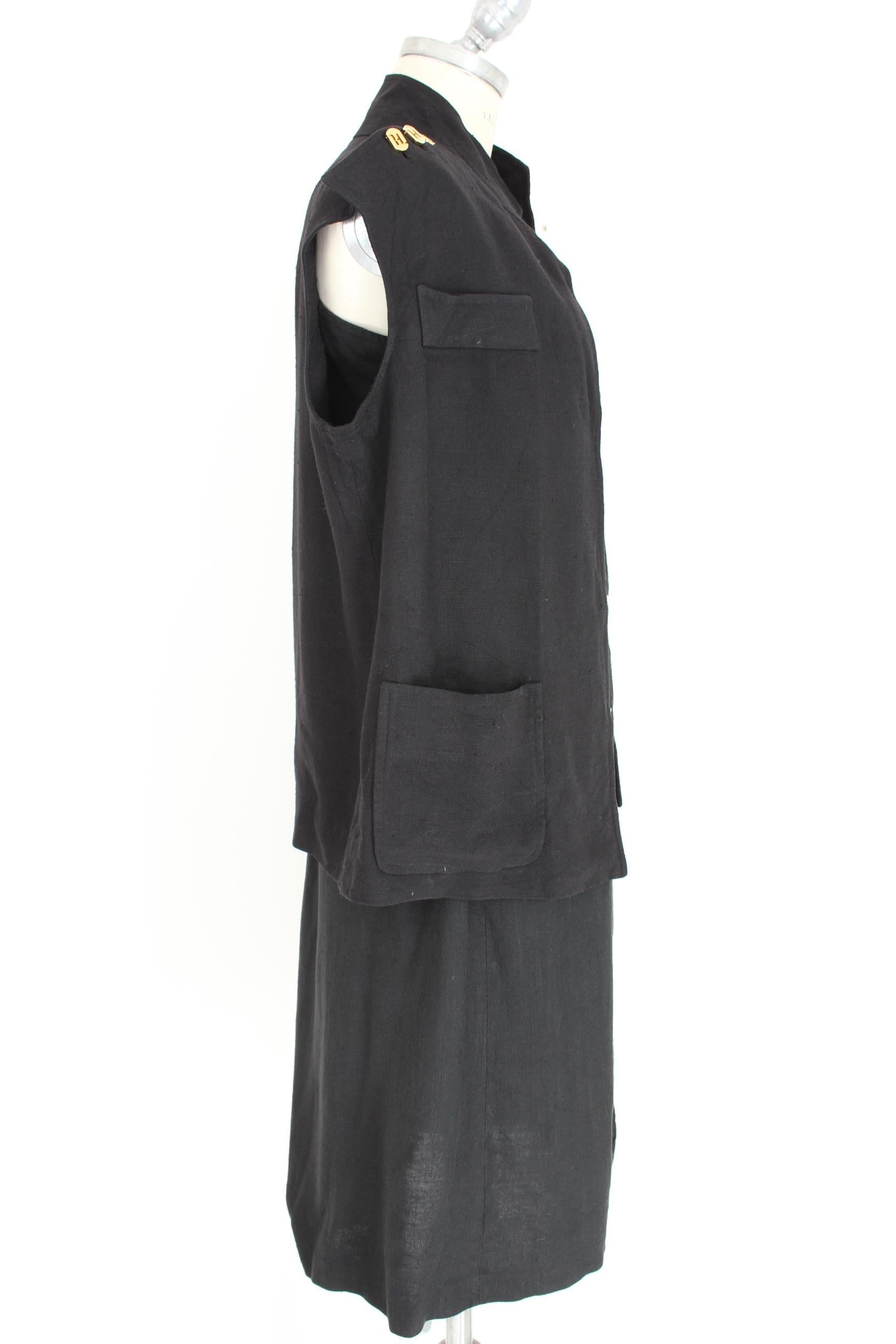 Salvatore Ferragamo Black Viscose Long Cocktail Suit Dress 1990s In Excellent Condition For Sale In Brindisi, Bt