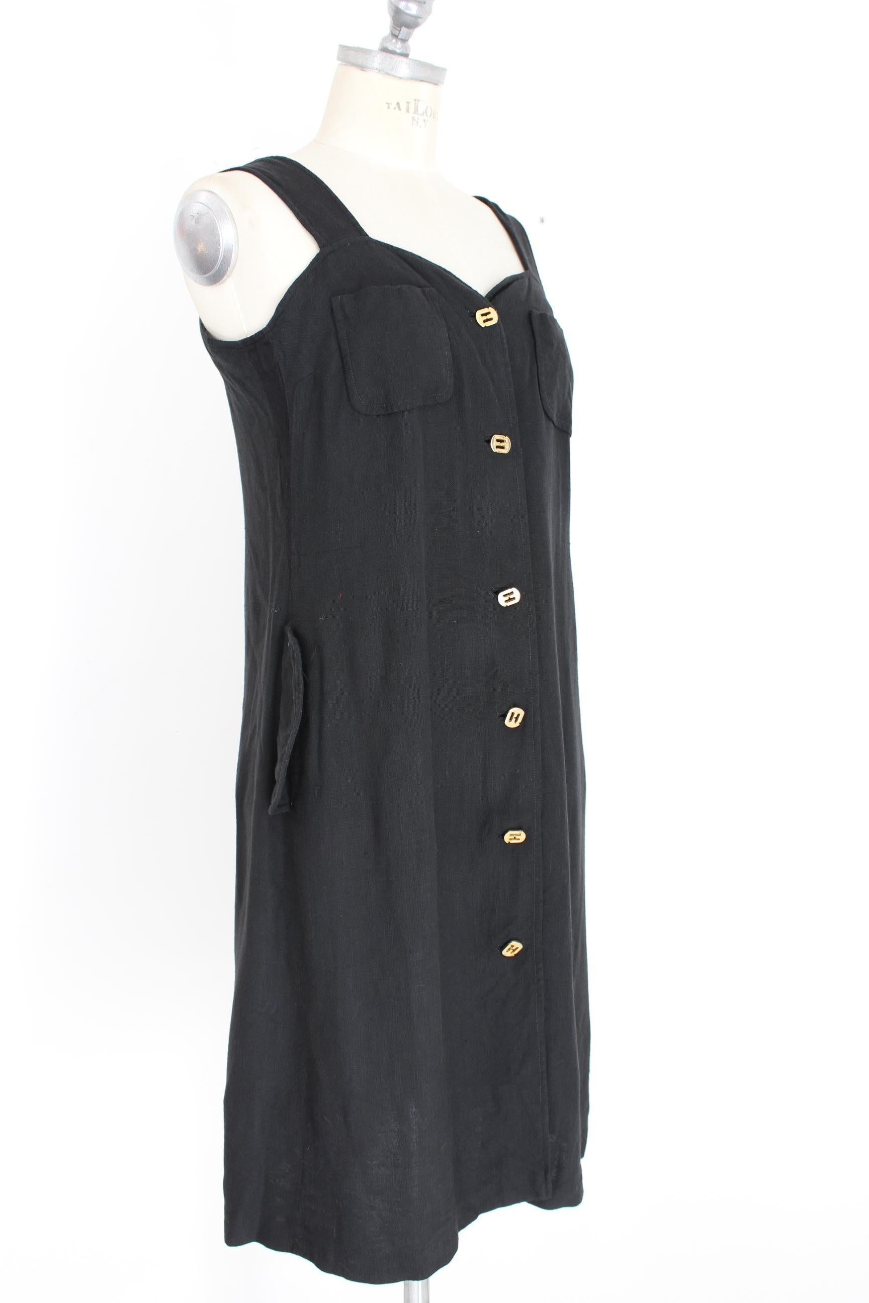 Salvatore Ferragamo Black Viscose Long Cocktail Suit Dress 1990s For Sale 1