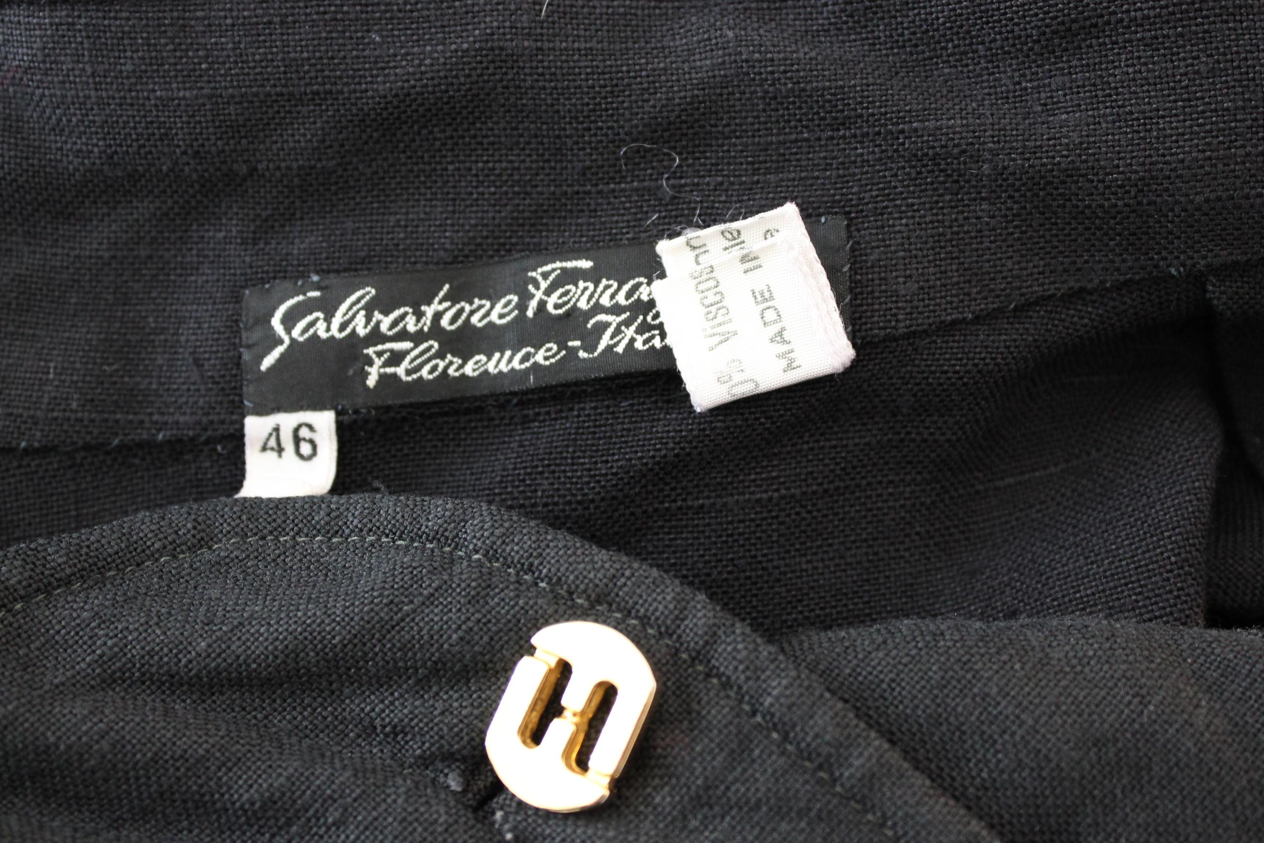 Salvatore Ferragamo Black Viscose Long Cocktail Suit Dress 1990s For Sale 2