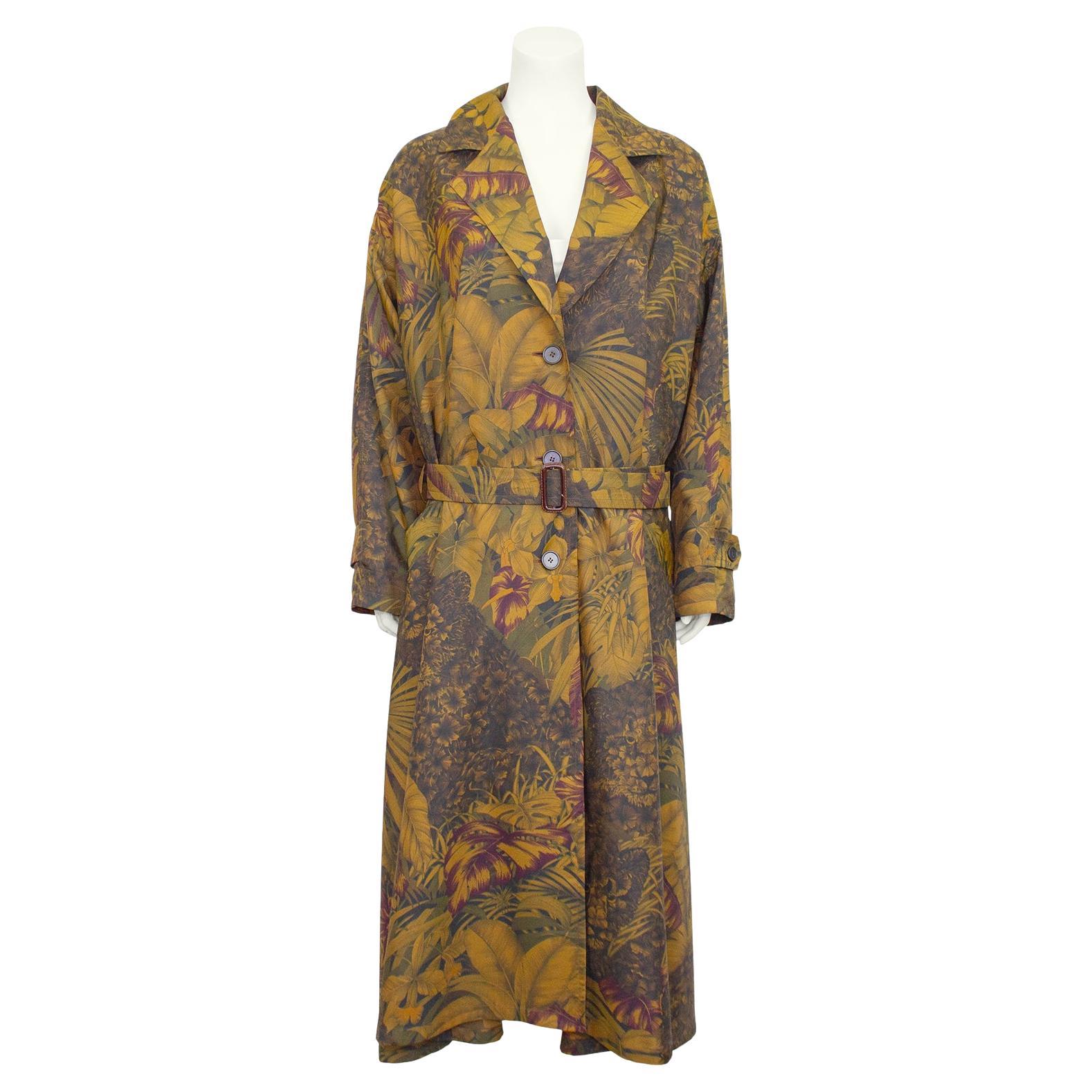 1990er Salvatore Ferragamo Bronze-Trenchcoat mit Palmblattdruck