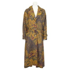 Salvatore Ferragamo - Imperméable imprimé feuilles de palmier bronze des années 1990