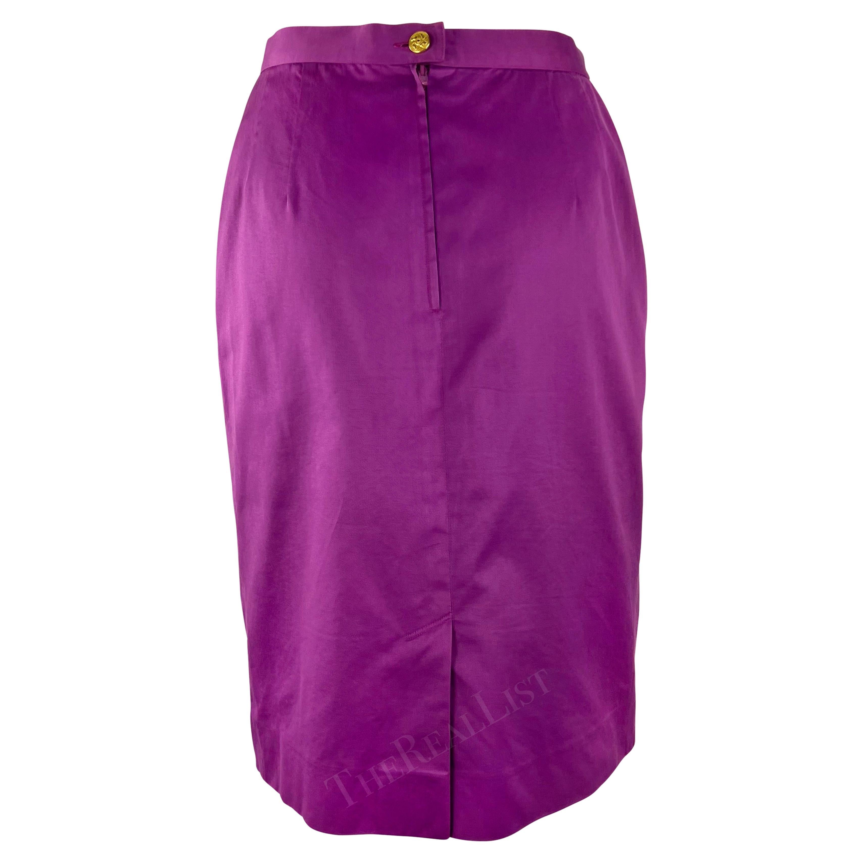 1990s Ferragamo Black Knit Skirt with Logo Buttons