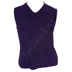 Retro F/W 1996 Salvatore Ferragamo Purple Metallic Knit Sleeveless Top