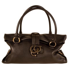 Used 1990s Salvatore Ferragamo Shoulder Bag/Top Handle Bag in Black Leather