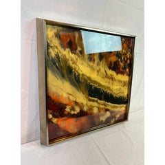 1990s “Sanguin I” Abstract Expressionist Giclée on Canvas, Framed in Silver Wood