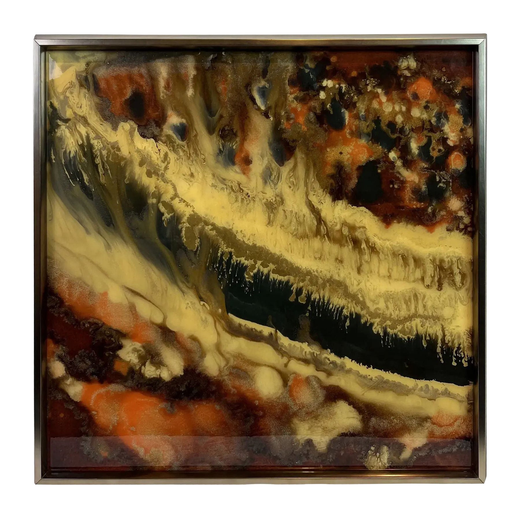 Giclée abstraite « Sanguin I » des années 1990, œuvre d'art encadrée d'argent en vente