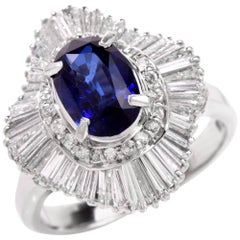1990s Sapphire Diamond Platinum Ballerina Cocktail Ring This Ballerina Cocktail