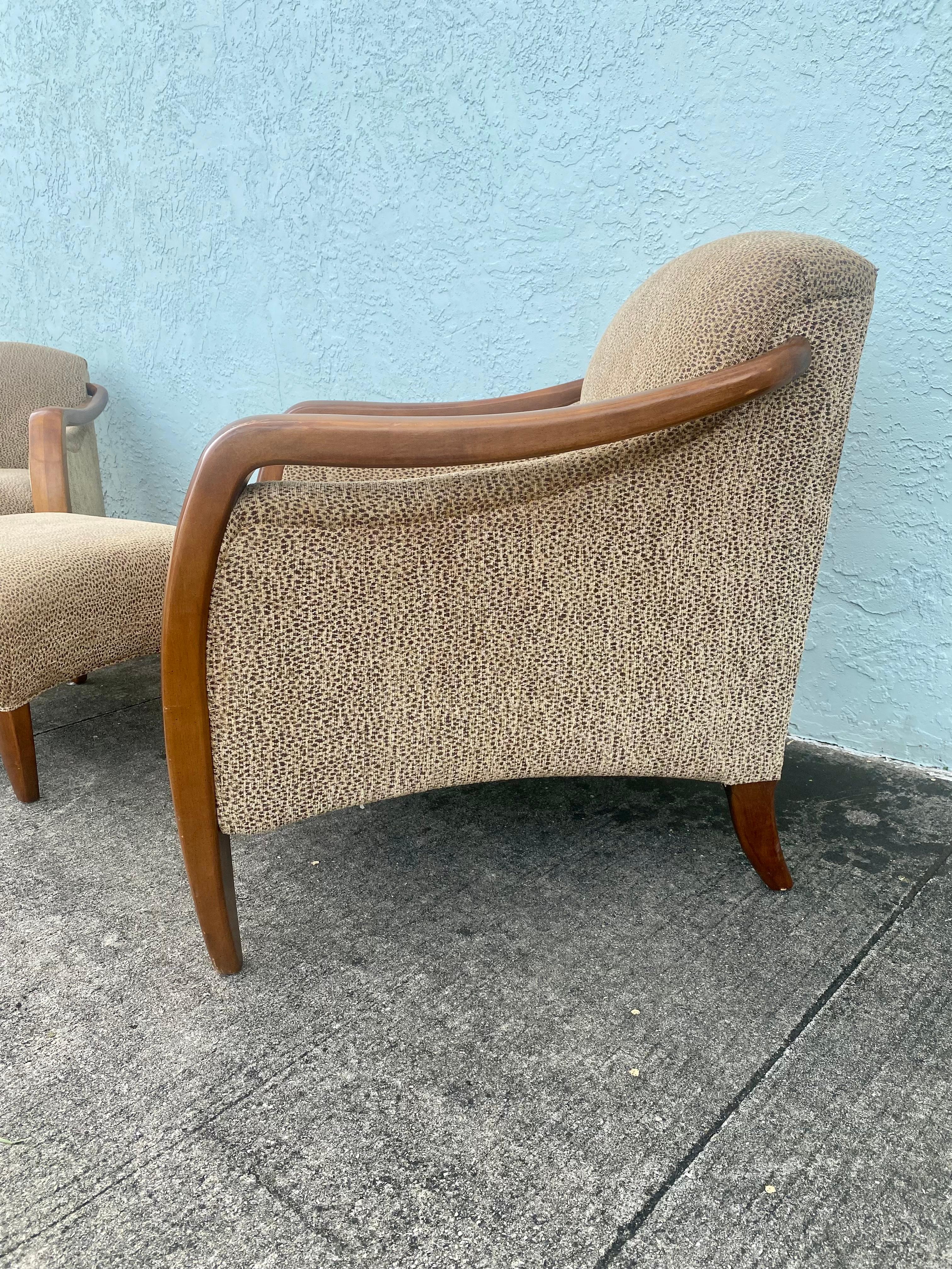 1980s Sculptural Leopard Tiger Wood Chairs and Ottoman, Set of 3 For Sale 3