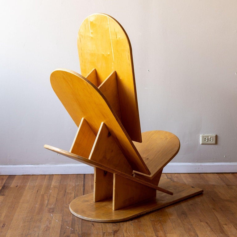 Late 20th Century 1990s Sculptural Plywood Chair For Sale