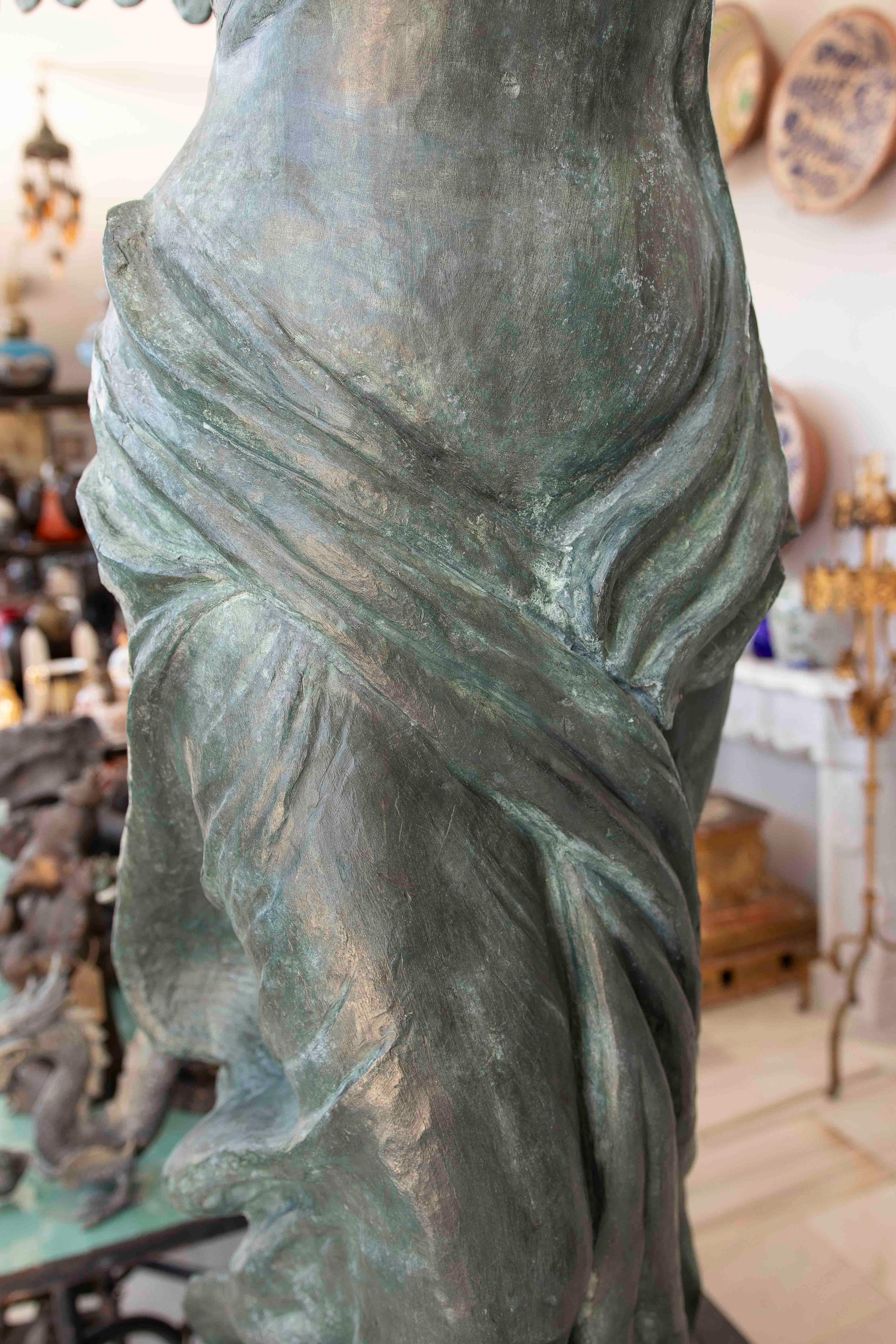 20th Century 1990s Sculpture of the Victory of Samothrace in Bronze on Marble Pedestal For Sale