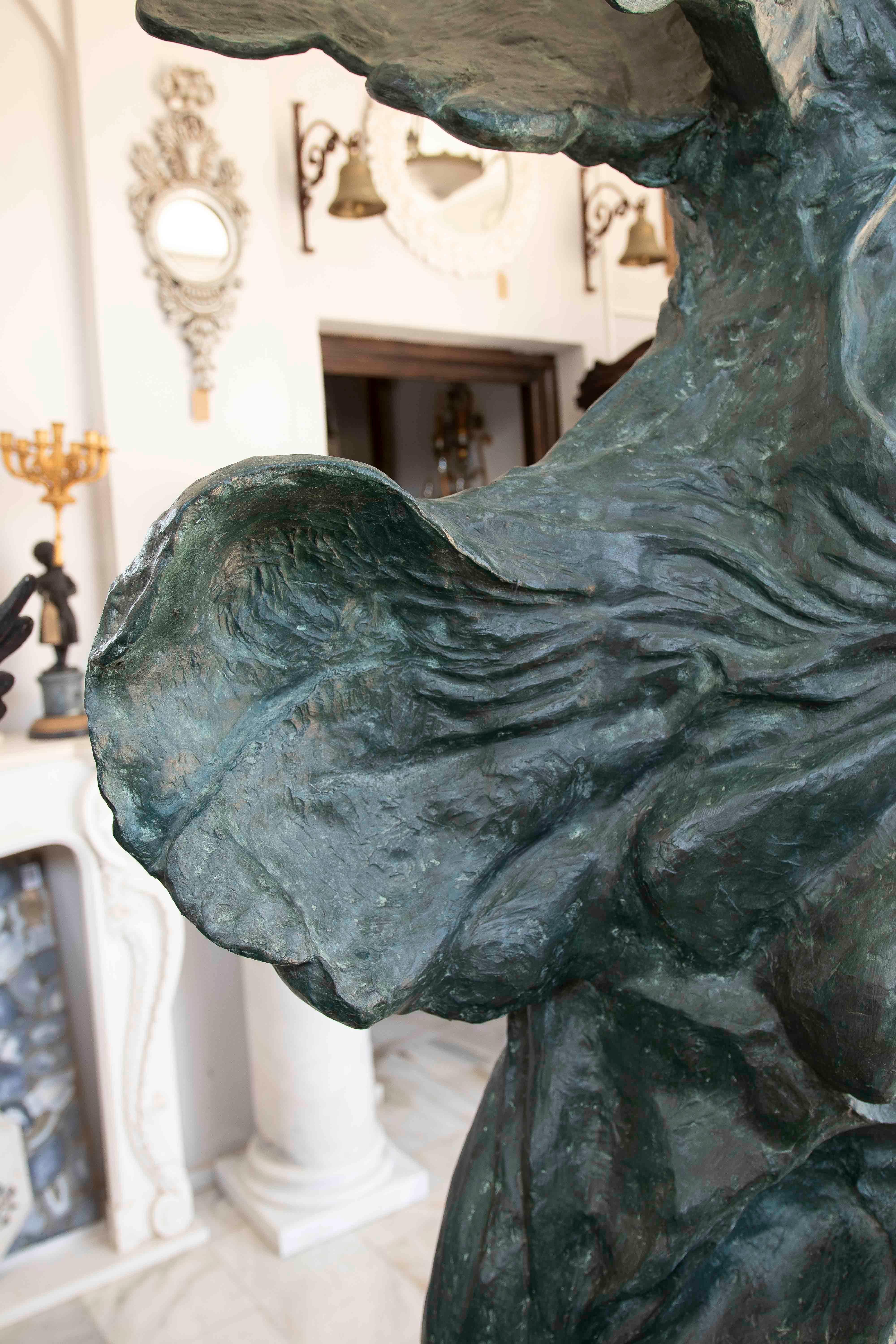 1990s Sculpture of the Victory of Samothrace in Bronze on Marble Pedestal For Sale 4