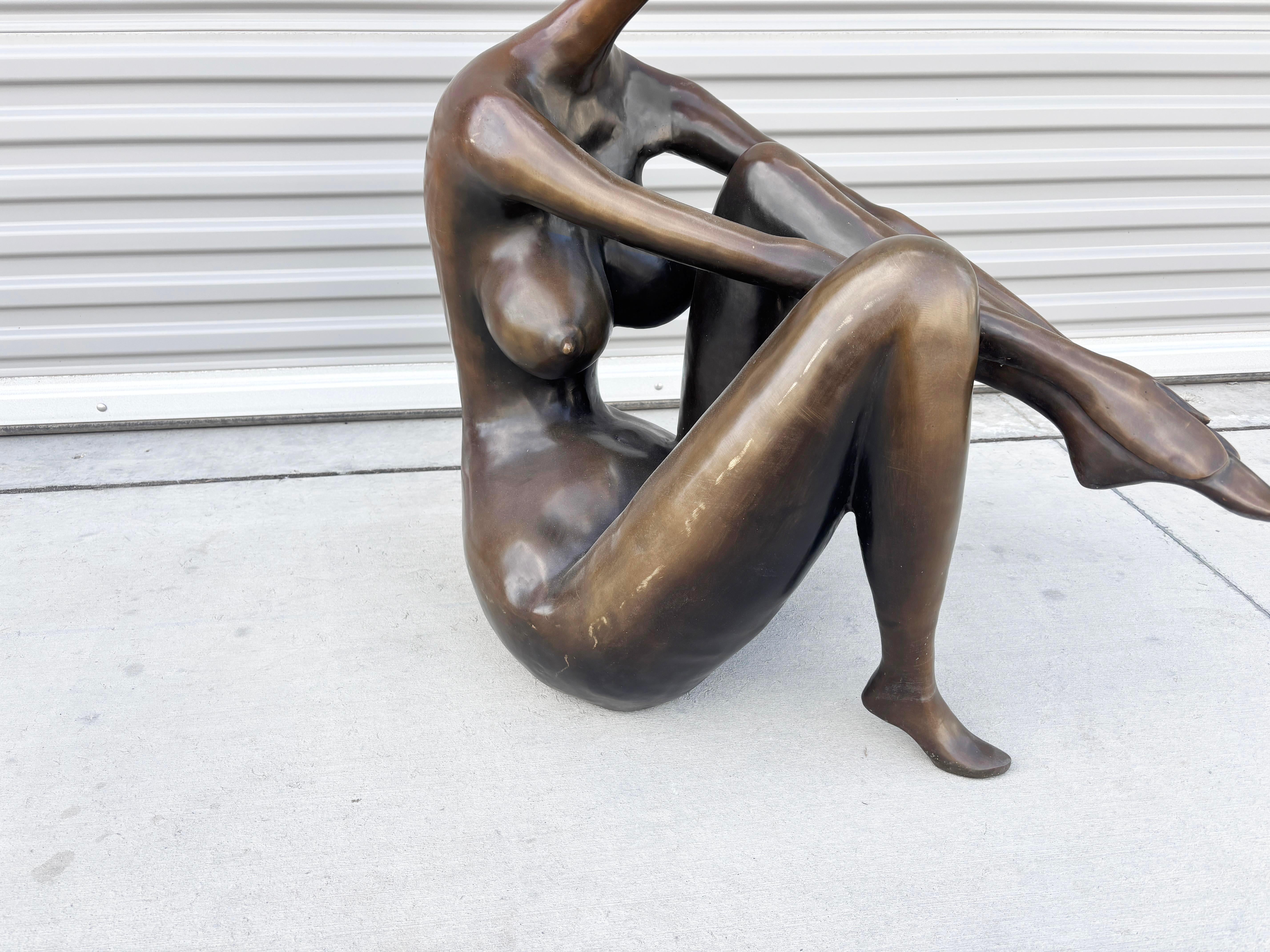 American 1990s Seating Life Size Bronze Statue For Sale