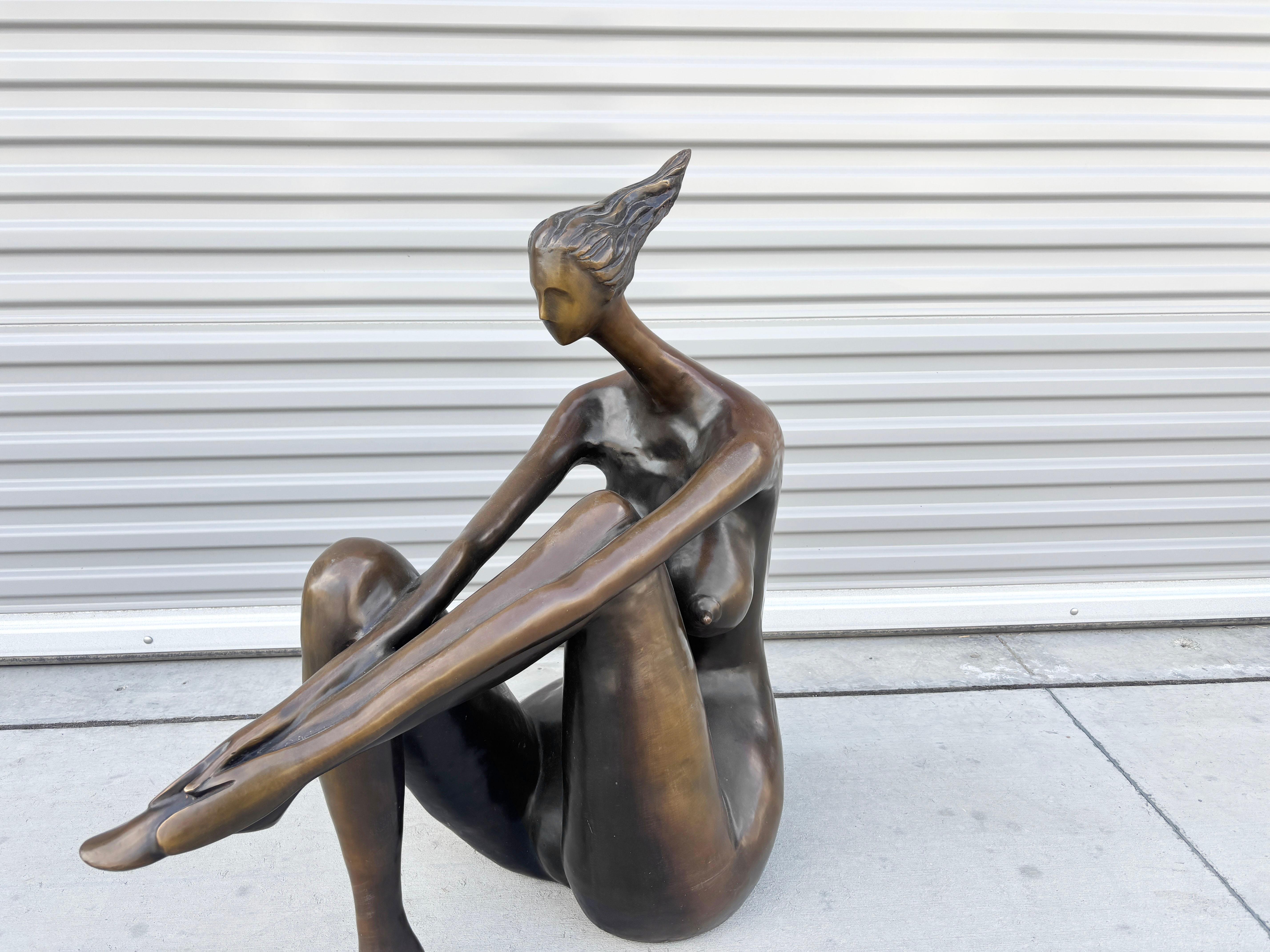Late 20th Century 1990s Seating Life Size Bronze Statue For Sale