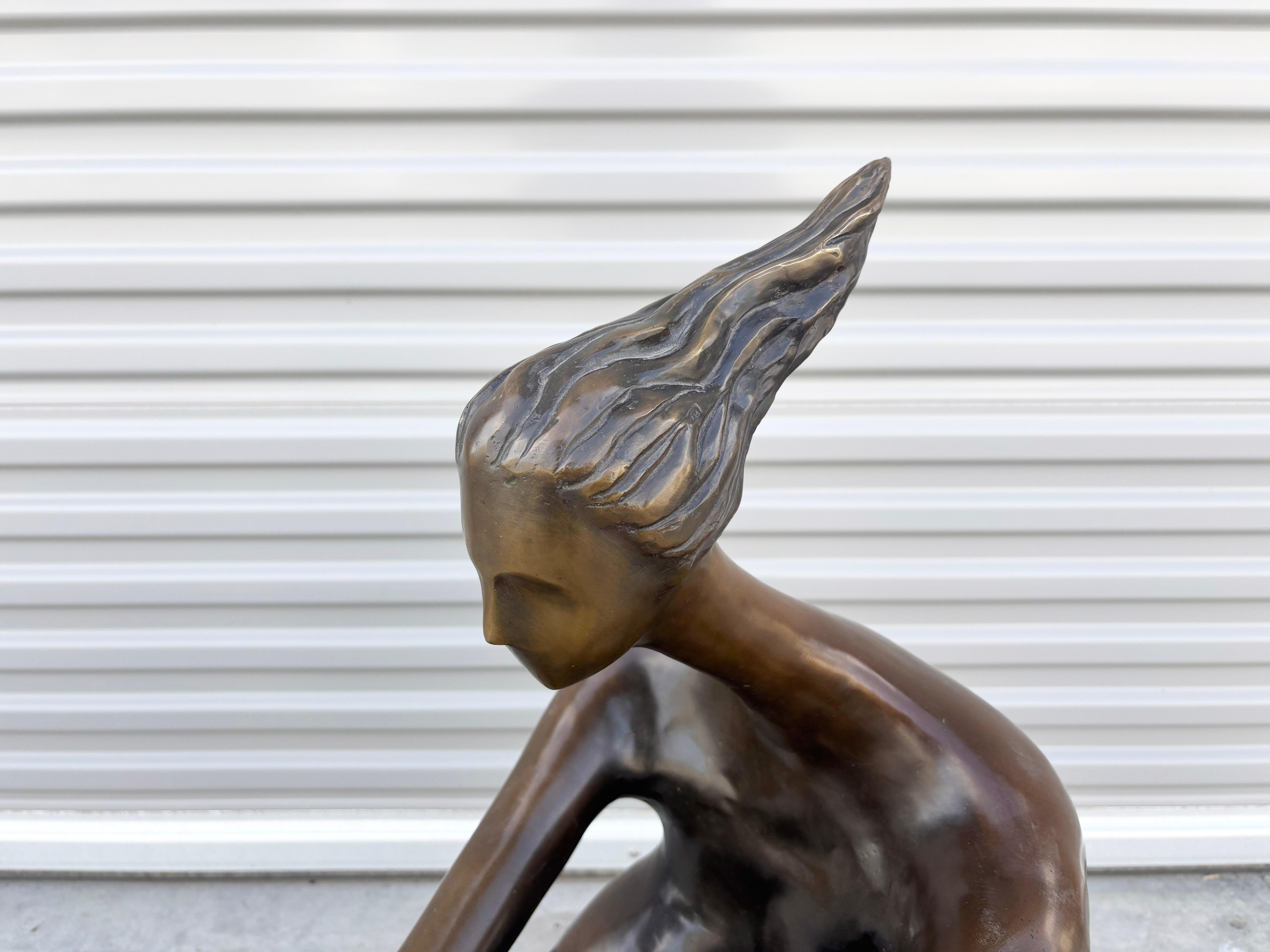 1990s Seating Life Size Bronze Statue For Sale 1