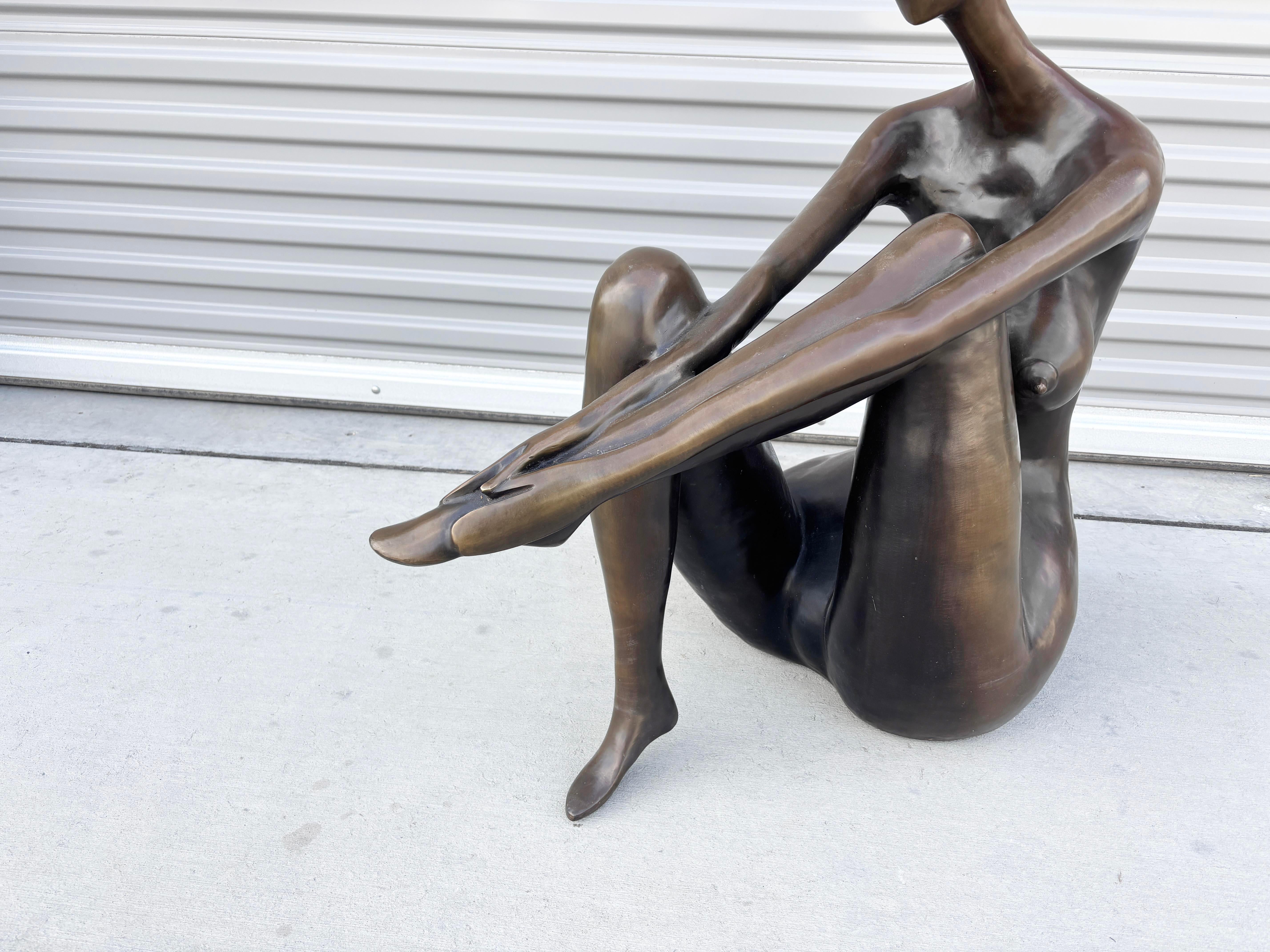 1990s Seating Life Size Bronze Statue For Sale 2