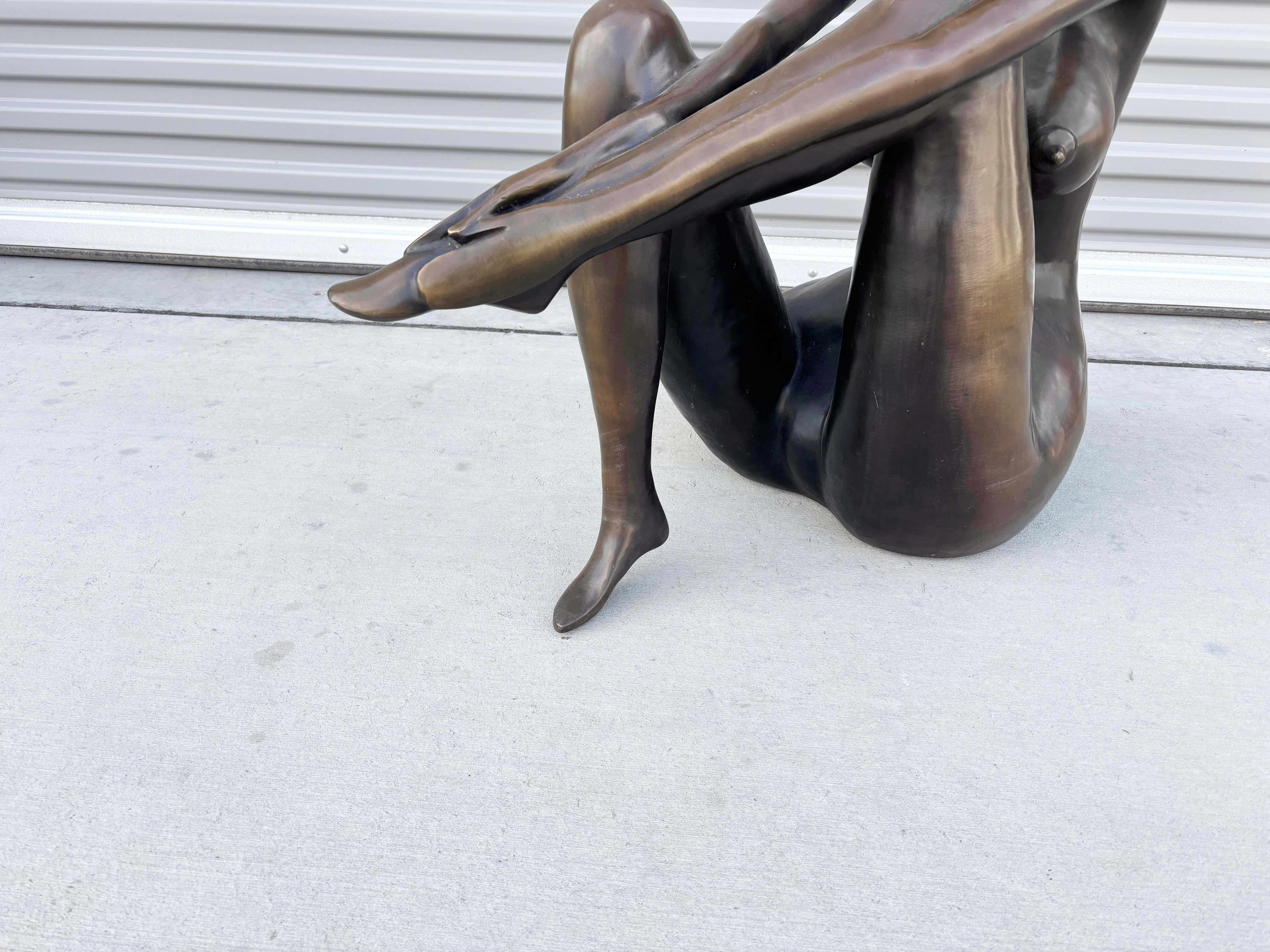 1990s Seating Life Size Bronze Statue For Sale 3