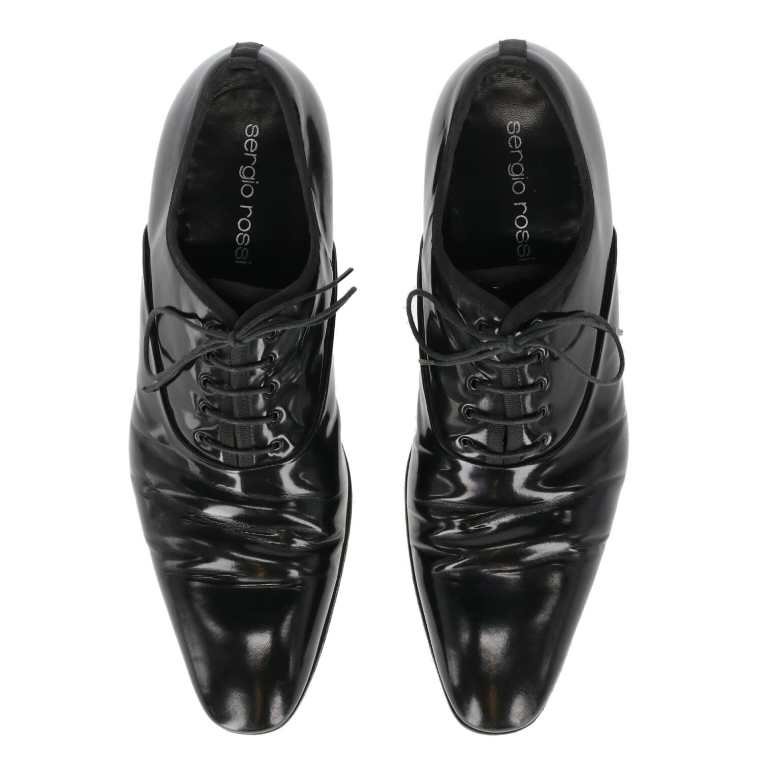 1990s Sergio Rossi Black Lace-up Oxford Shoes For Sale 1