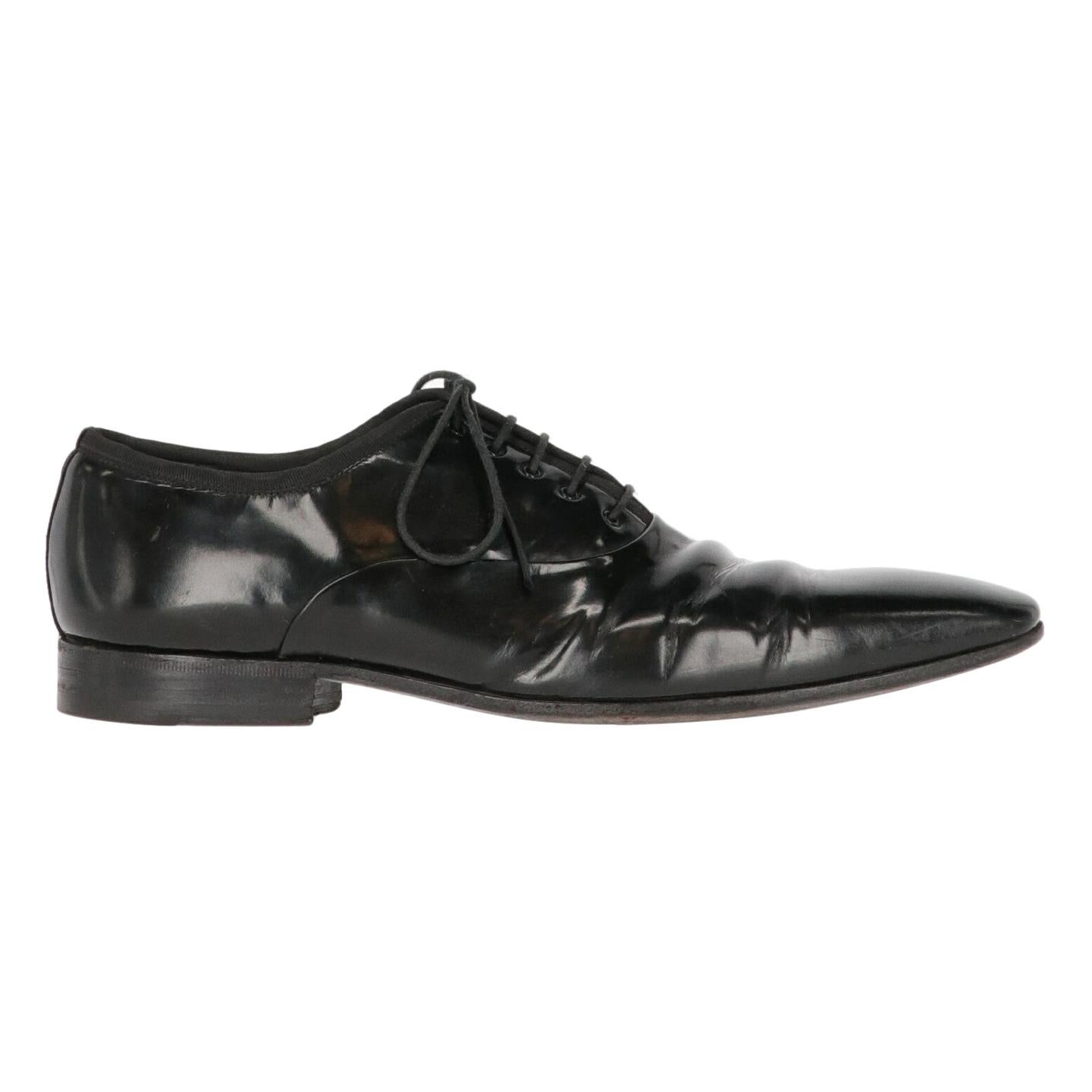 1990s Sergio Rossi Black Lace-up Oxford Shoes For Sale