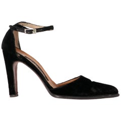 1990s Sergio Rossi Black Velvet Pumps