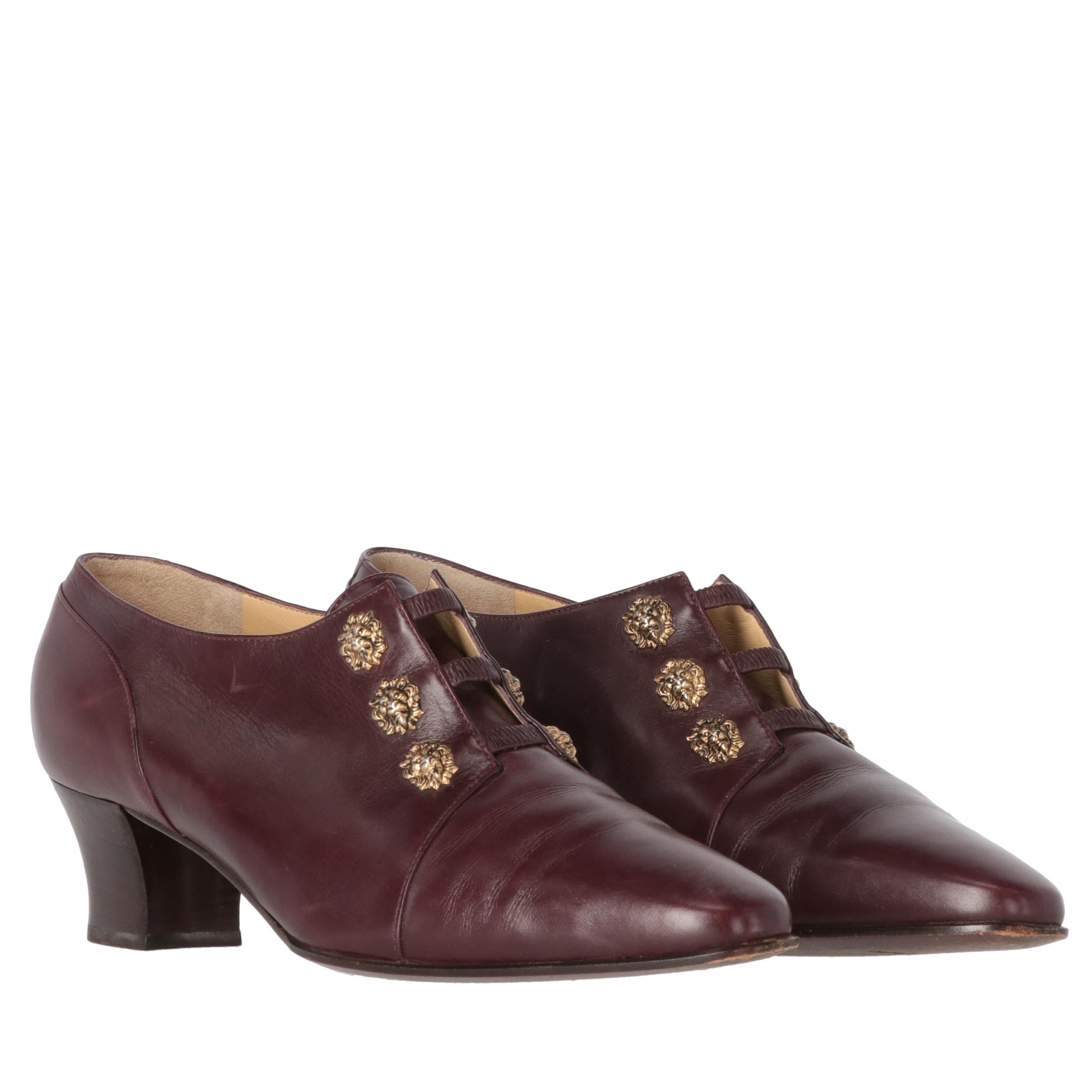 1990s Sergio Rossi Burgundy Leather Shoes In Good Condition In Lugo (RA), IT