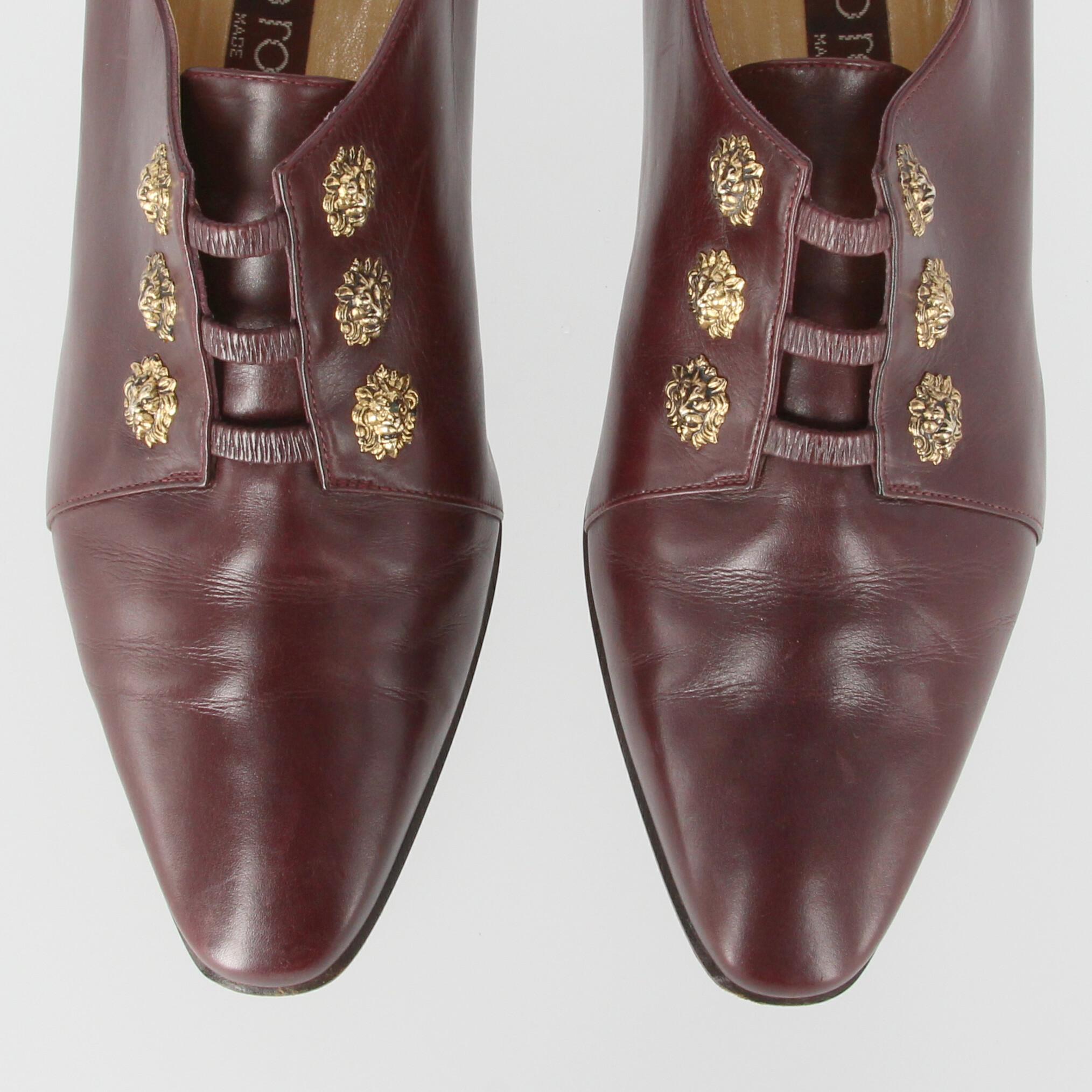 1990s Sergio Rossi Burgundy Leather Shoes 3