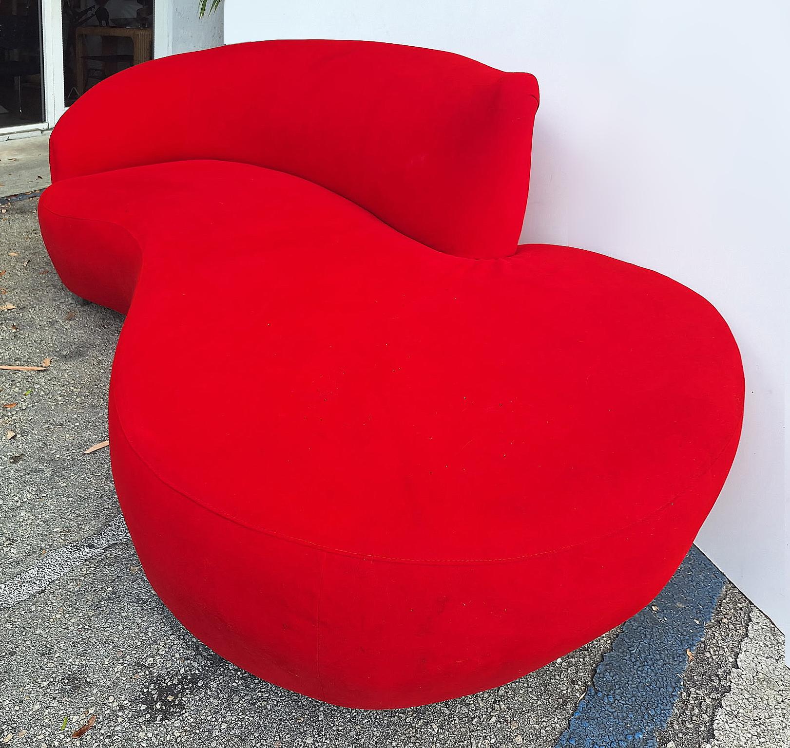 1990 Canapé Serpentine Cloud, tissu original de Weinman after Kagan Bon état - En vente à Miami, FL