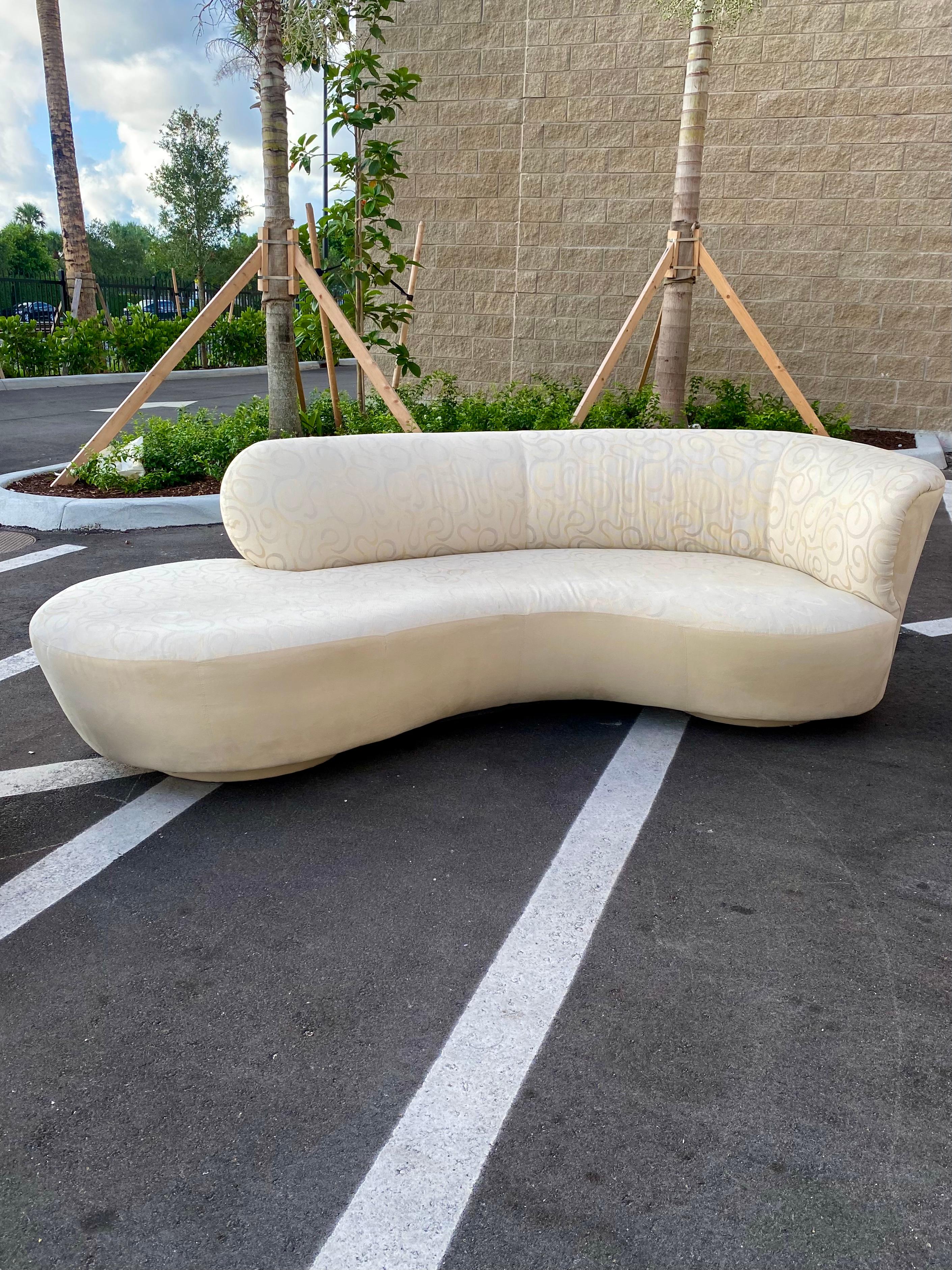 1980s Weiman Curved Serpentine Sofa and Swivel Chairs, 3 Pieces For Sale 3