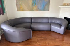 1990s Serpentine Sectional Sofa by Vladimir Kagan for Preview in Purple Leather