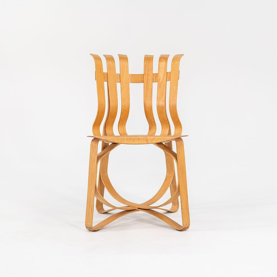 Americano Set di sei sedie da pranzo Hat Trick di Frank Gehry per Knoll in acero del 1990