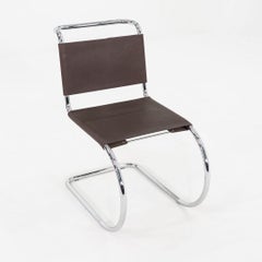 1990s Set of Six Mies van der Rohe for Knoll MR10 Dining Side Chairs in Leather