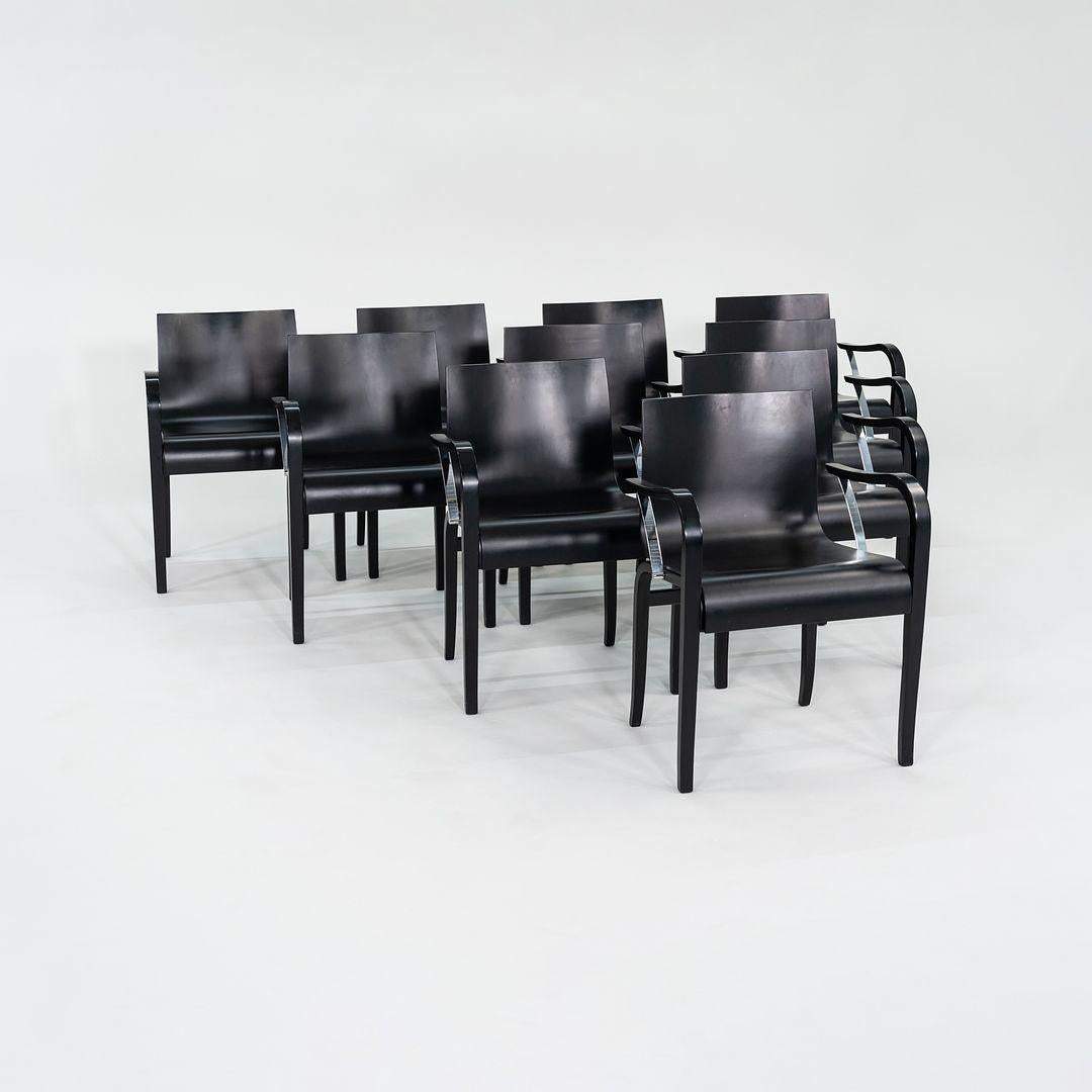 1990 Ensemble de dix chaises de salle à manger en bois ébonisé Ginotta par Enrico Franzolini en vente 4