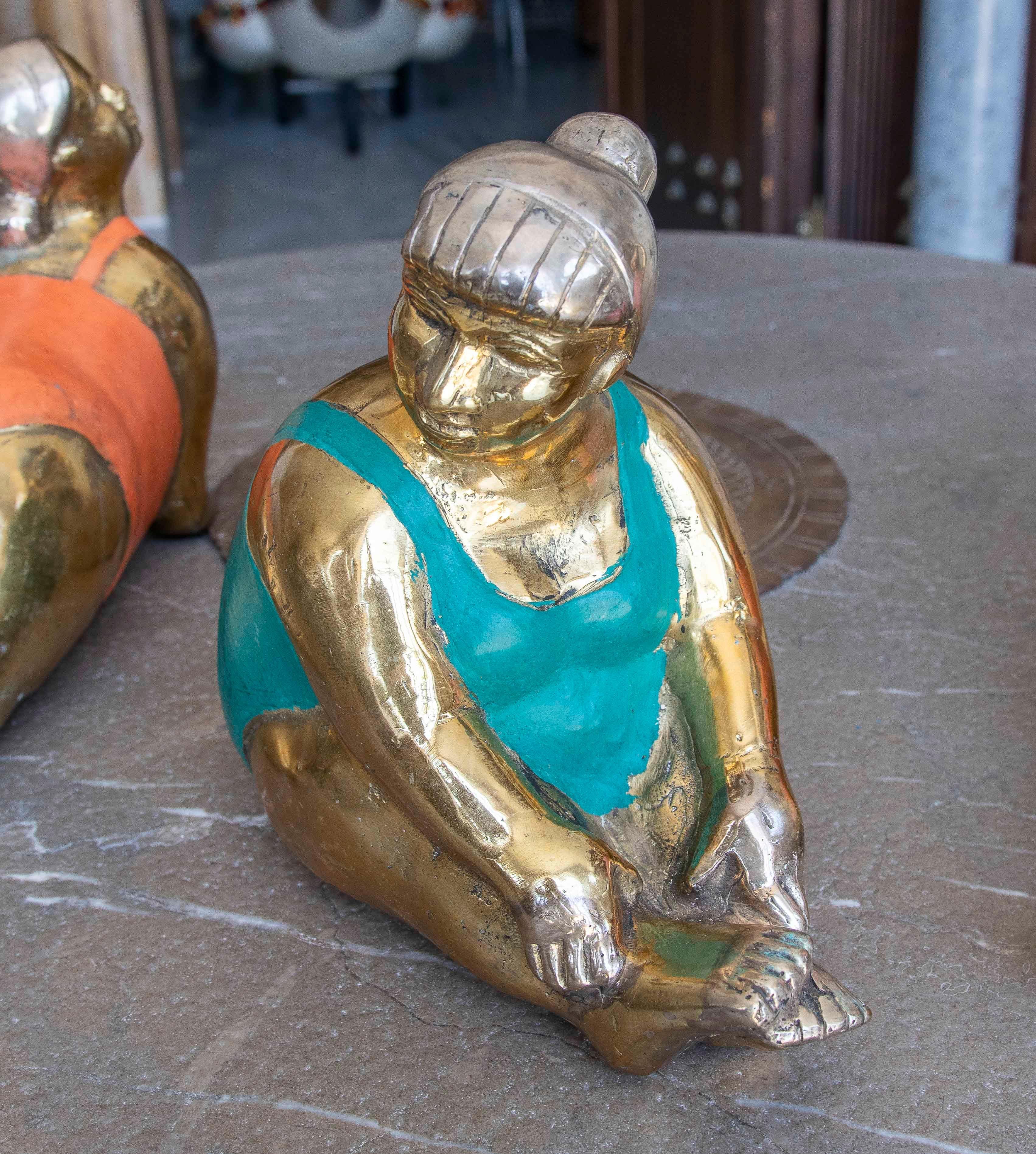 1990s Set of Three Bronze Sculptures of Women in Yoga Postures For Sale 2