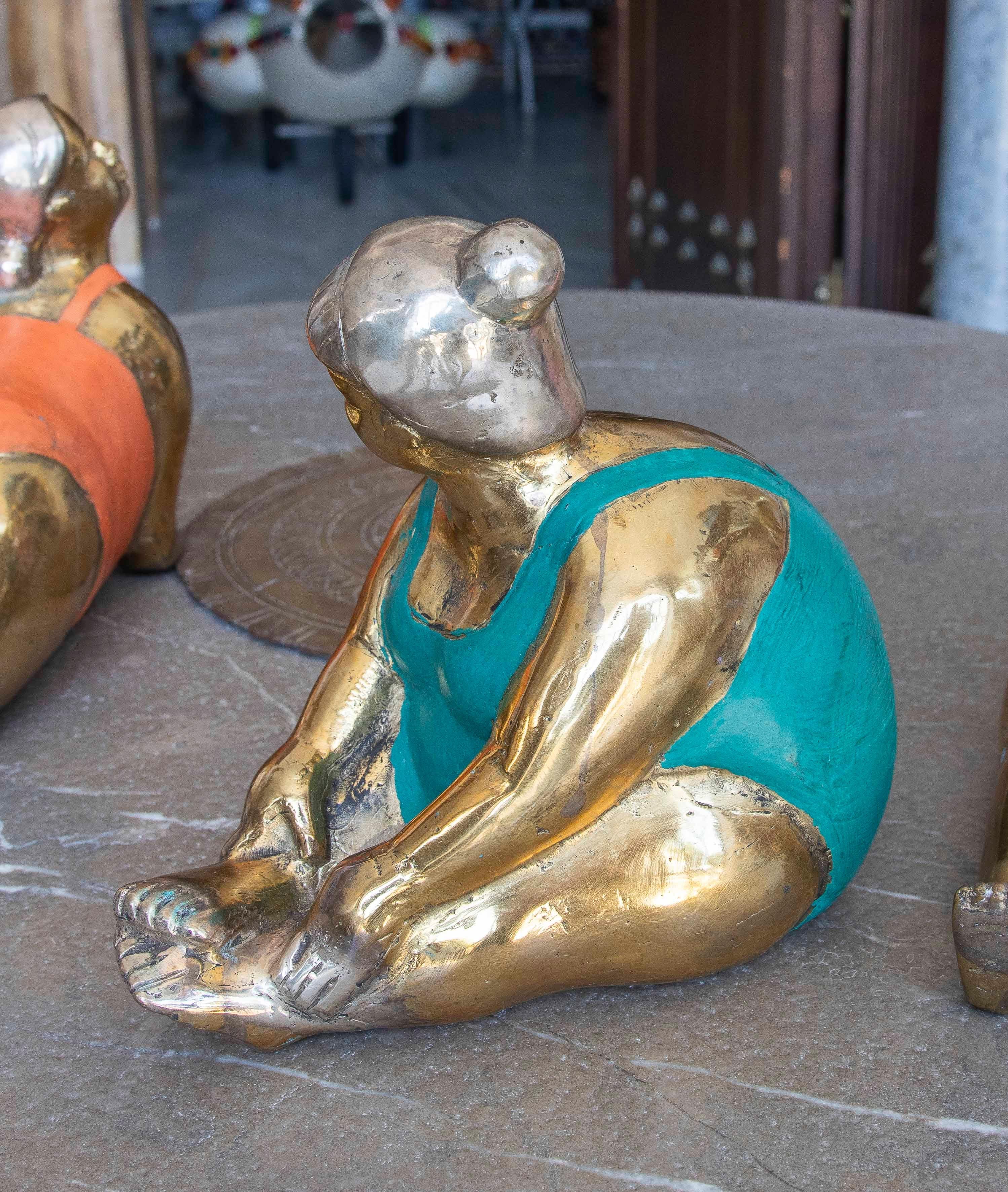 1990s Set of Three Bronze Sculptures of Women in Yoga Postures For Sale 3