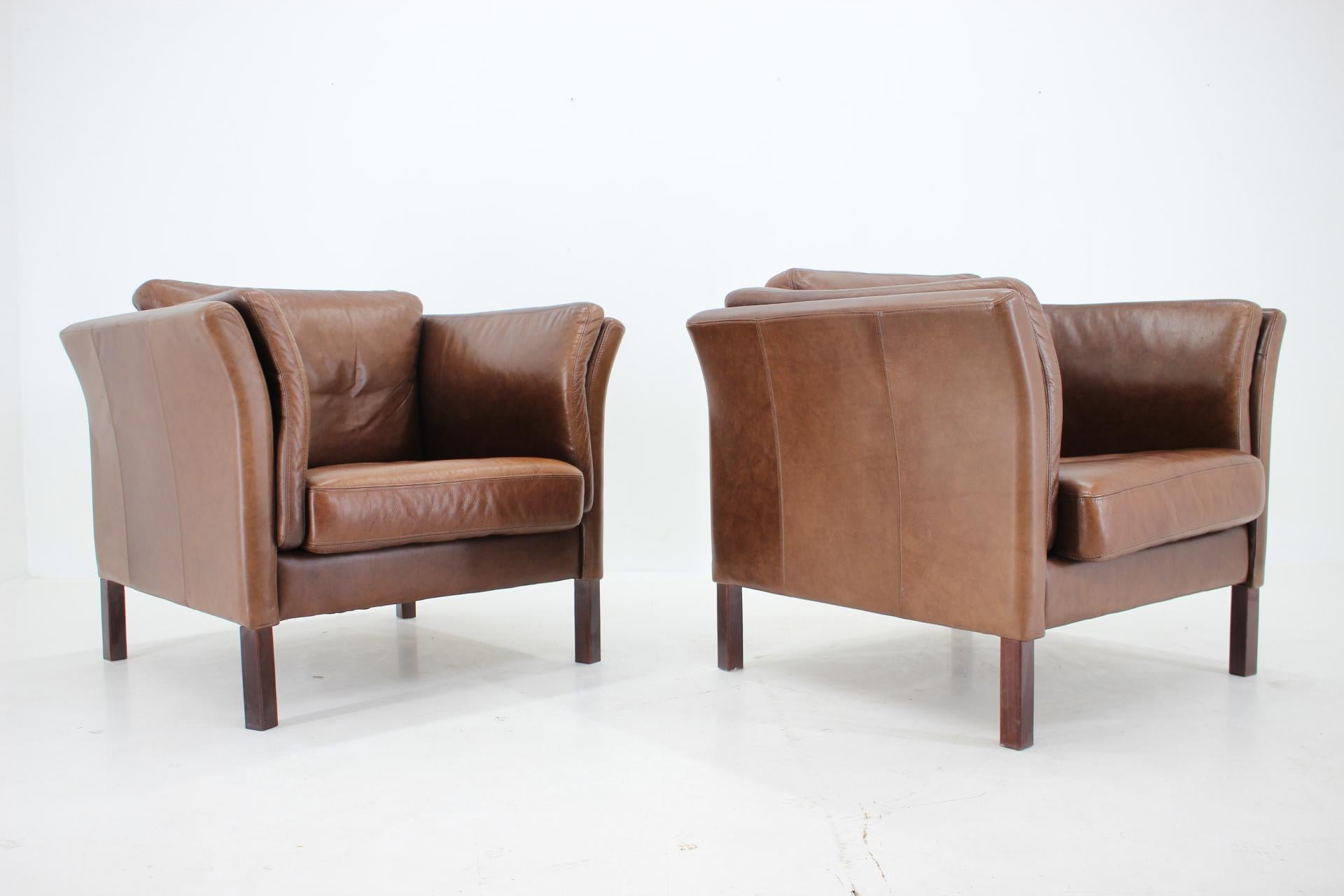 Scandinavian Modern 1990s Set of Two Leather Armchairs by Skalma, Denmark