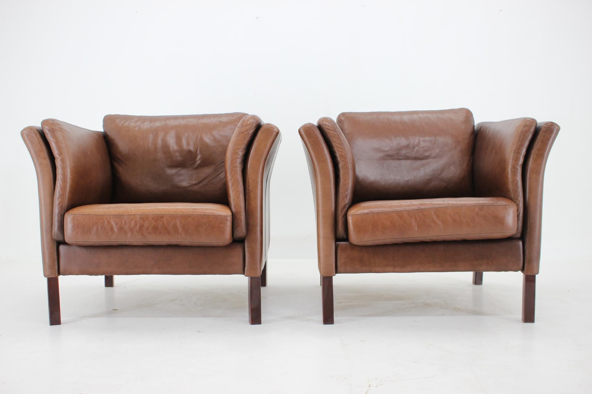 Danish 1990s Set of Two Leather Armchairs by Skalma, Denmark